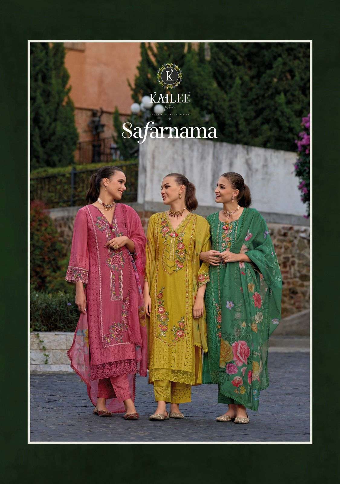 SAFARNAMA VOL 3 VISCOSE MUSLIN THREAD AND HANDWORK KURTI WITH PANT AND TABY PRINTS DUPATTA BY KAILEE...