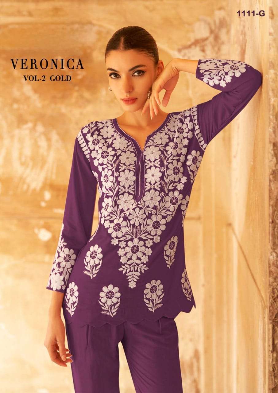 VERONICA VOL 2 GOLD HEAVY REYON LAKHNAWI SEQUEANCE WORK CO ORD SET BY S3FOREVER BRAND WHOLESALER AND...