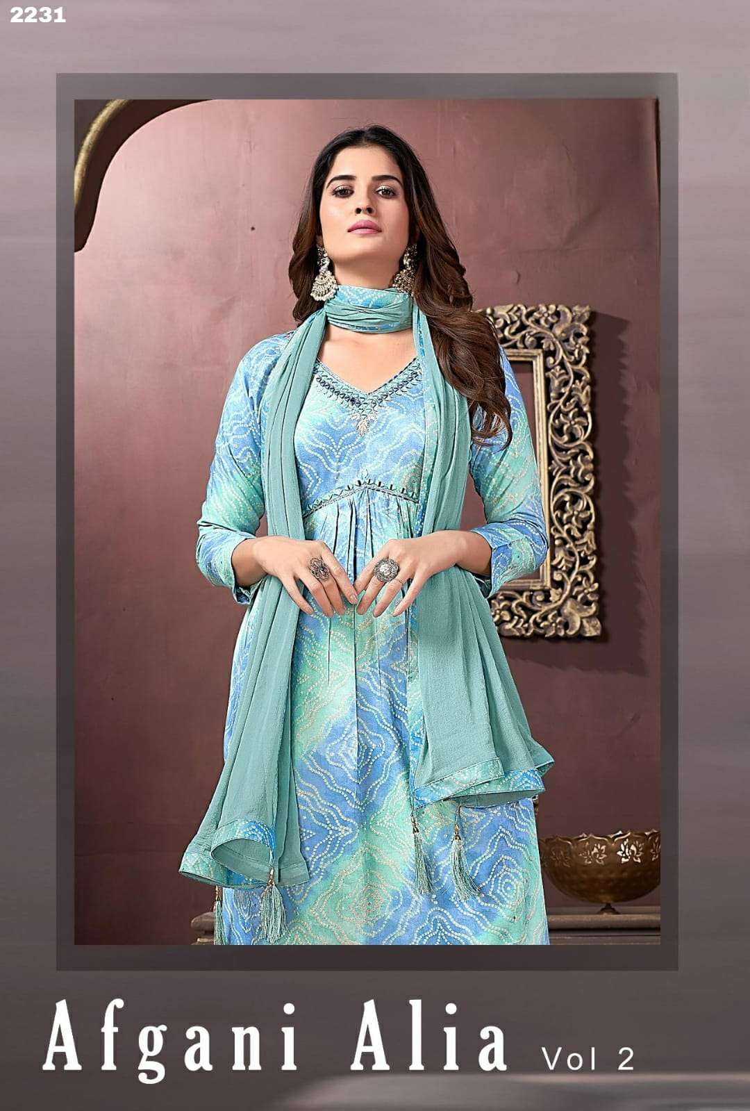 AFGHANI ALIA VOL 2 RAYON EXPORT QUALITY HANDWORK KURTI WITH PANT AND NAJMIN DUPATTA BY S3FOREVER BRA...