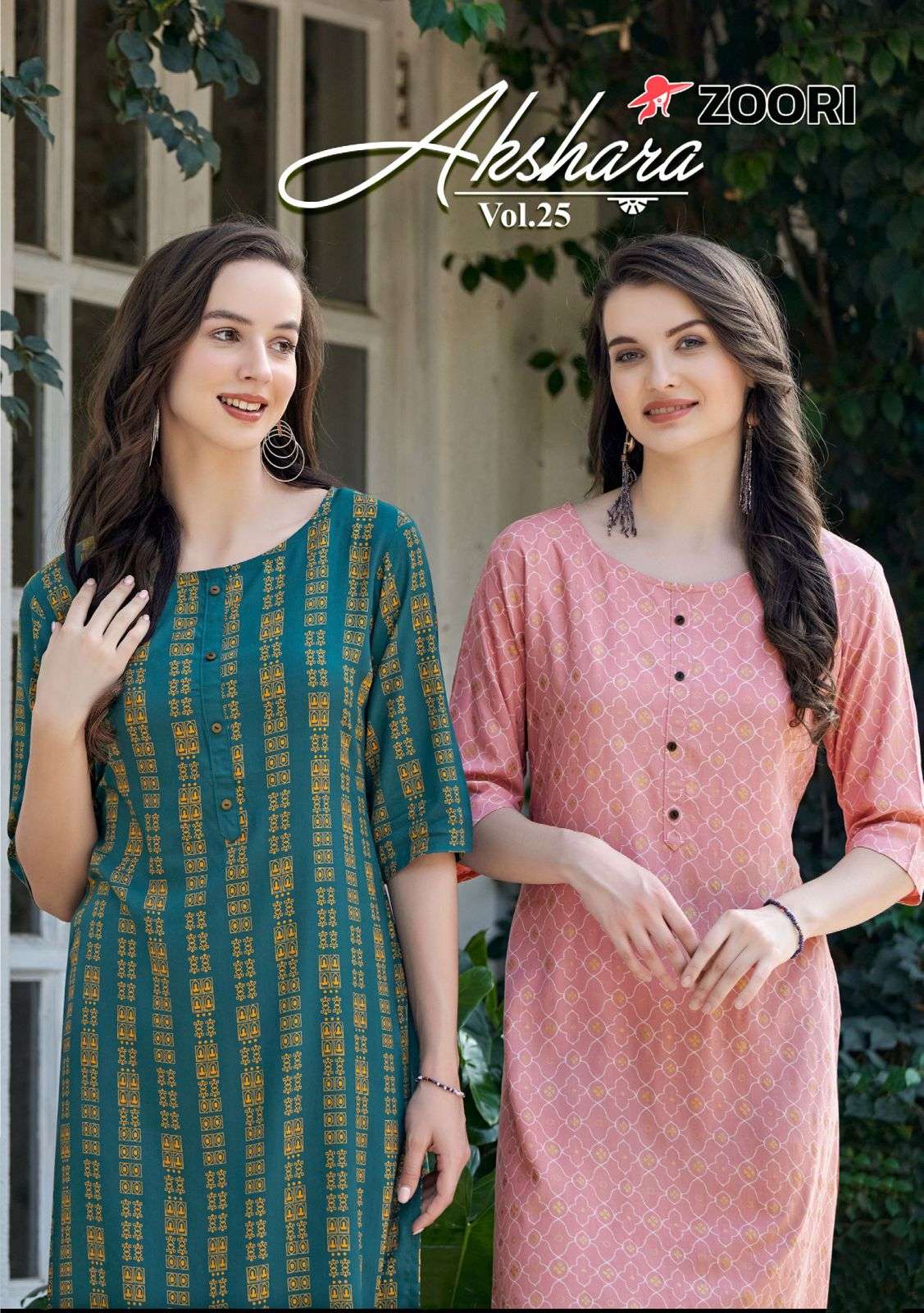 AKSHARA VOL 25 HEAVY RAYON EMBROIDARY AND HANDWORK KURTI BY ZOORI BRAND WHOLESALER AND DEALER