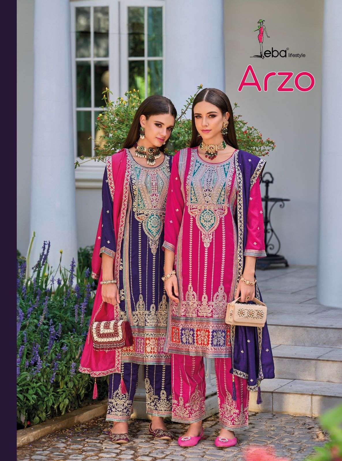 ARZO PREMIUM SILK EMBOIDERY WORK KURTI WITH PANT AND DUPATTA BY EBA LIFESTYLE BRAND WHOLESALER AND D...