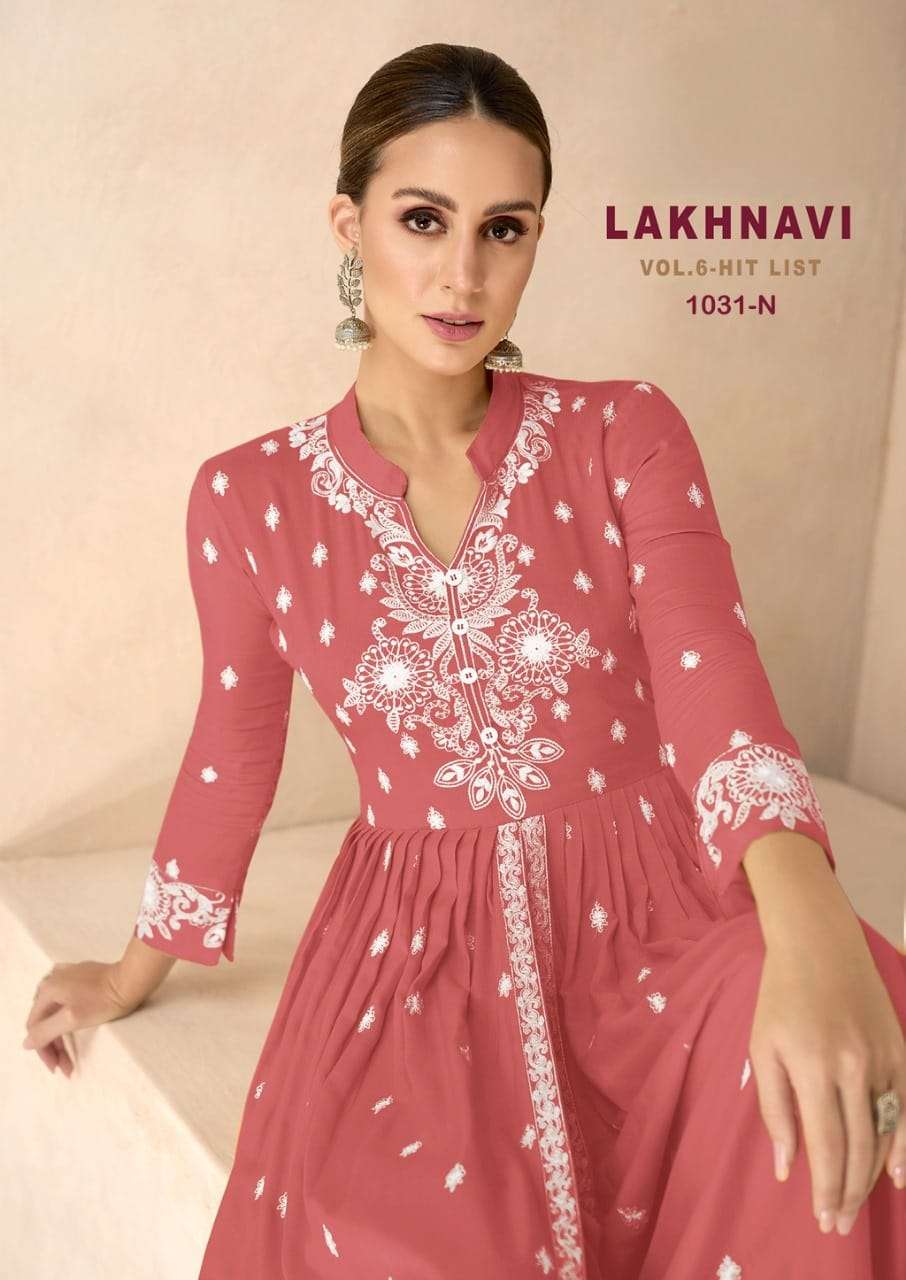 LAKHNAVI VOL 6 HIT LIST HEAVY RAYON LAKHNAWI WORK KURTI WITH PLAZZO AND NAZMIN DUPATTA BY S3FOREVER ...