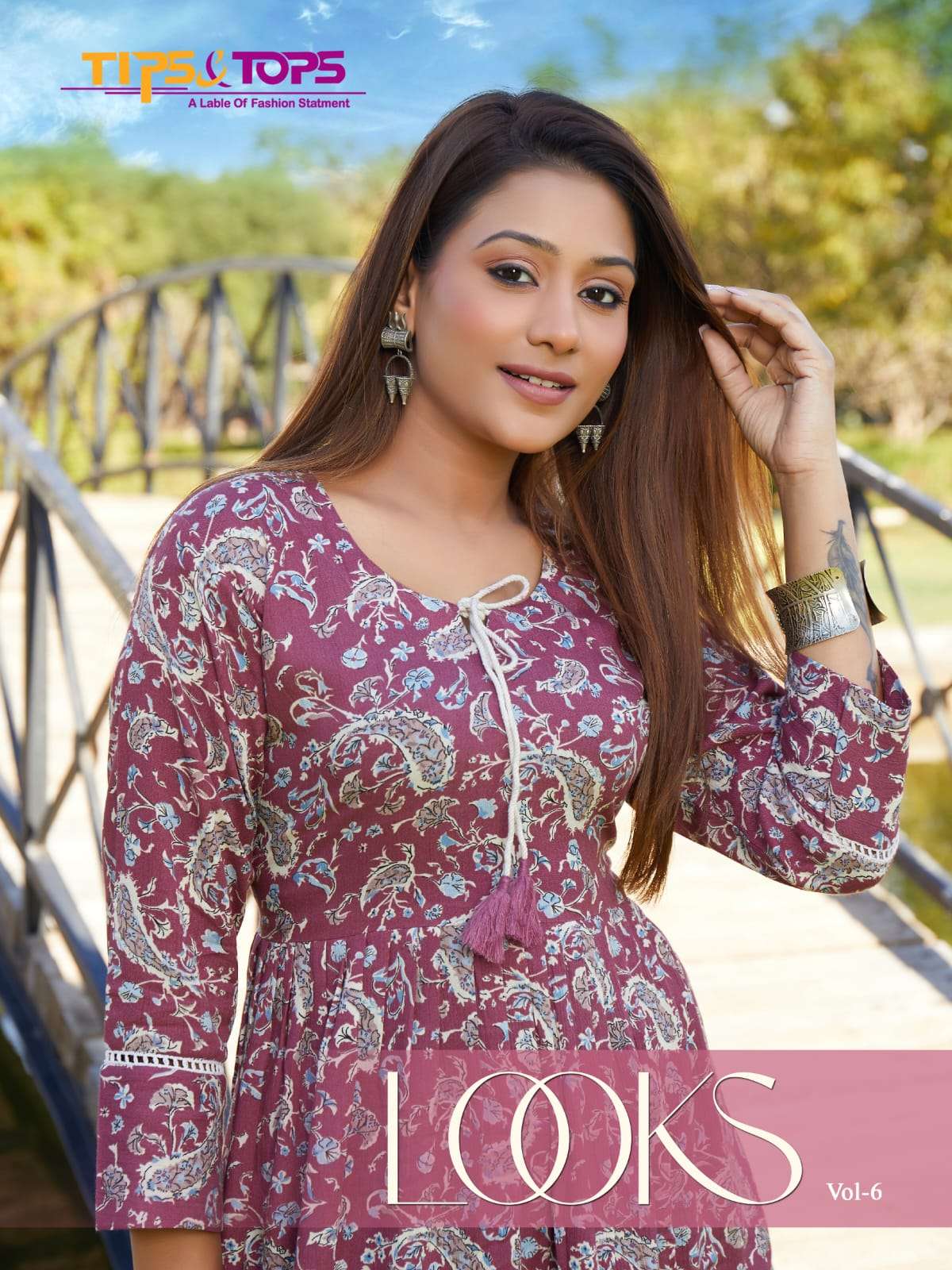 LOOKS VOL 6 HEAVY REYON WRINKLE PRINT WESTERN STYLE TUNICS BY TIPS AND TOPS BRAND WHOLESALER AND DEA...