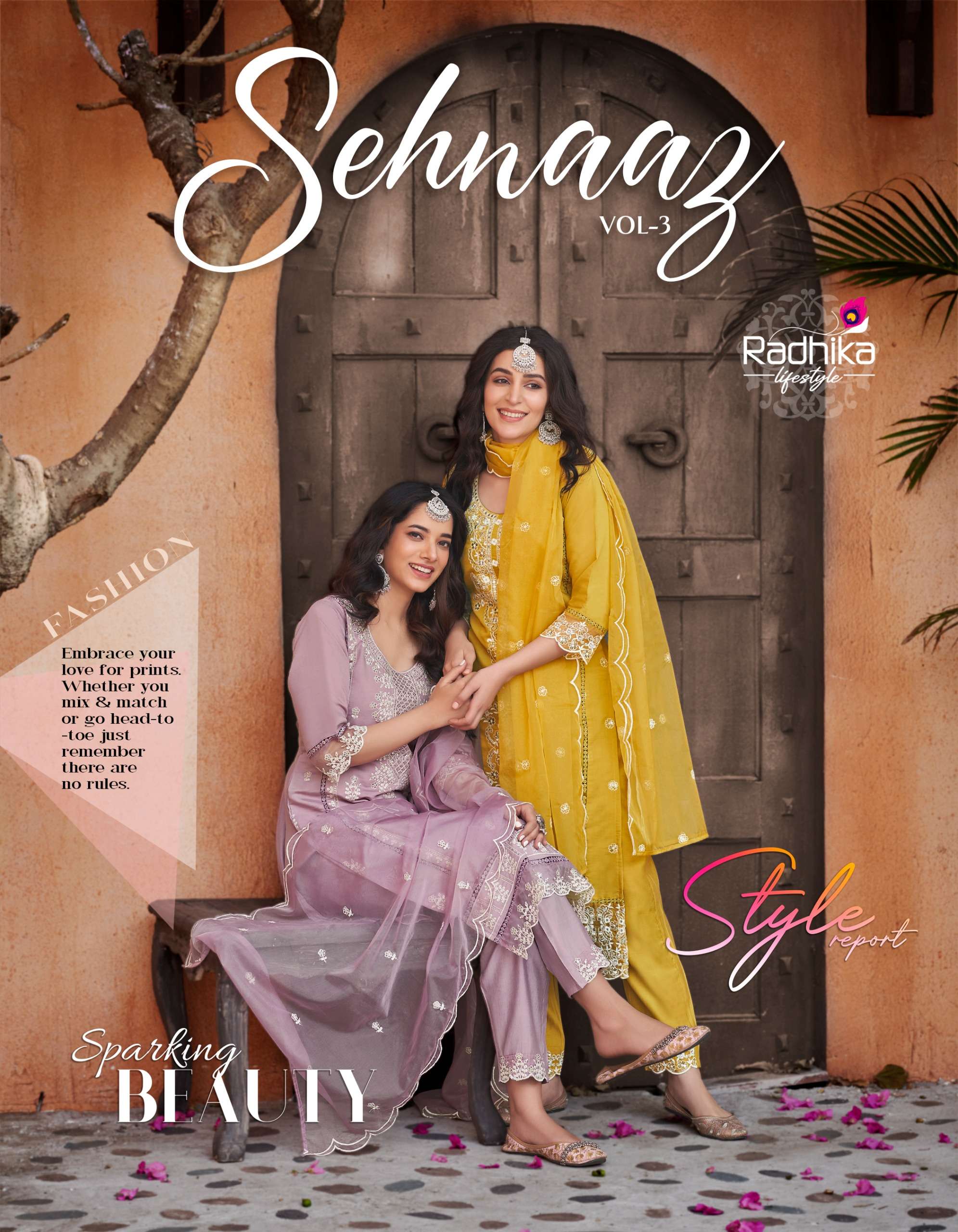 SEHNAZ VOL 3 PURE ROMAN SILK  EMBROIDERY WORK KURTI WITH PANT AND ORGANZA DUPPTTA BY RADHIKA BRAND W...