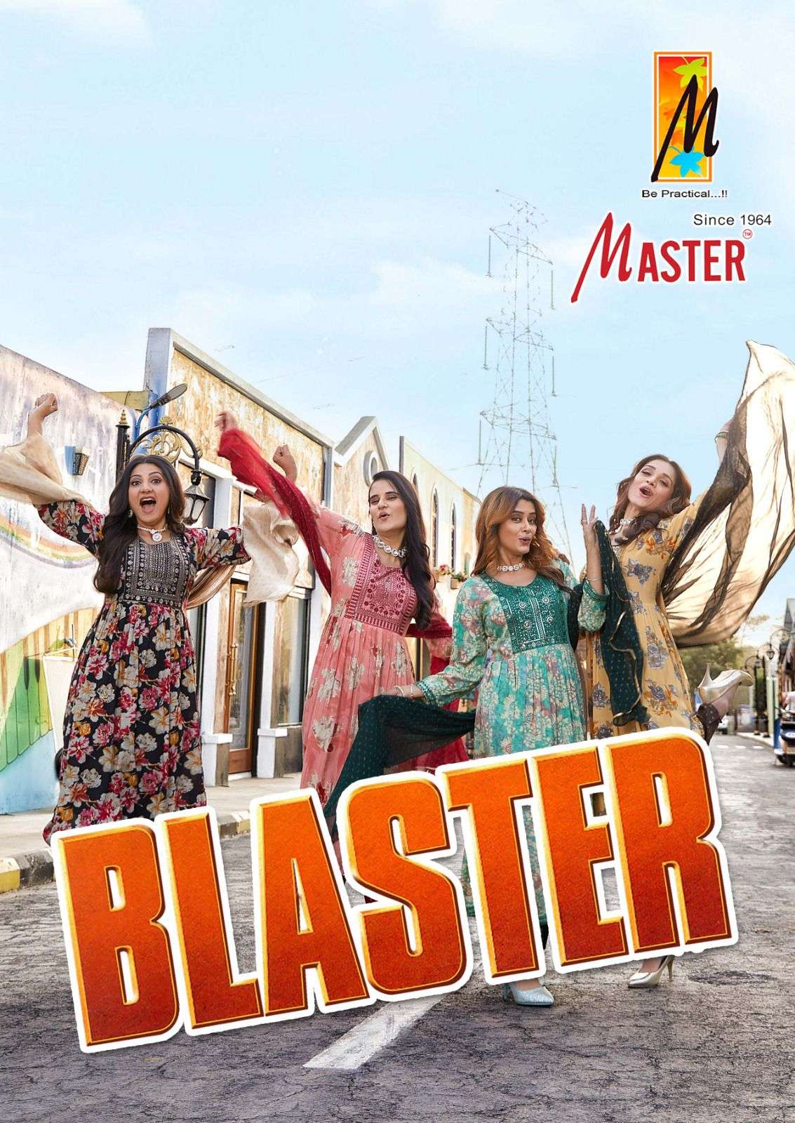 BLASTER RAYON FOIL GHERA KURTI WITH PANT AND NAZMIN DUPATTA BY MASTER BRAND WHOLESALER AND DEALER