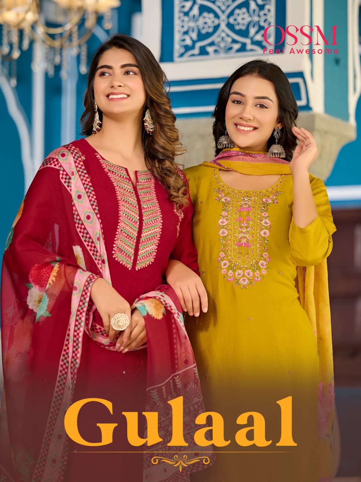 GULAAL PREMIUM FANCY VISCOS FABRIC HAND WORK KURTI WITH REYON LYCRA PANT AND DIGITAL PRINT DUPATTA B...