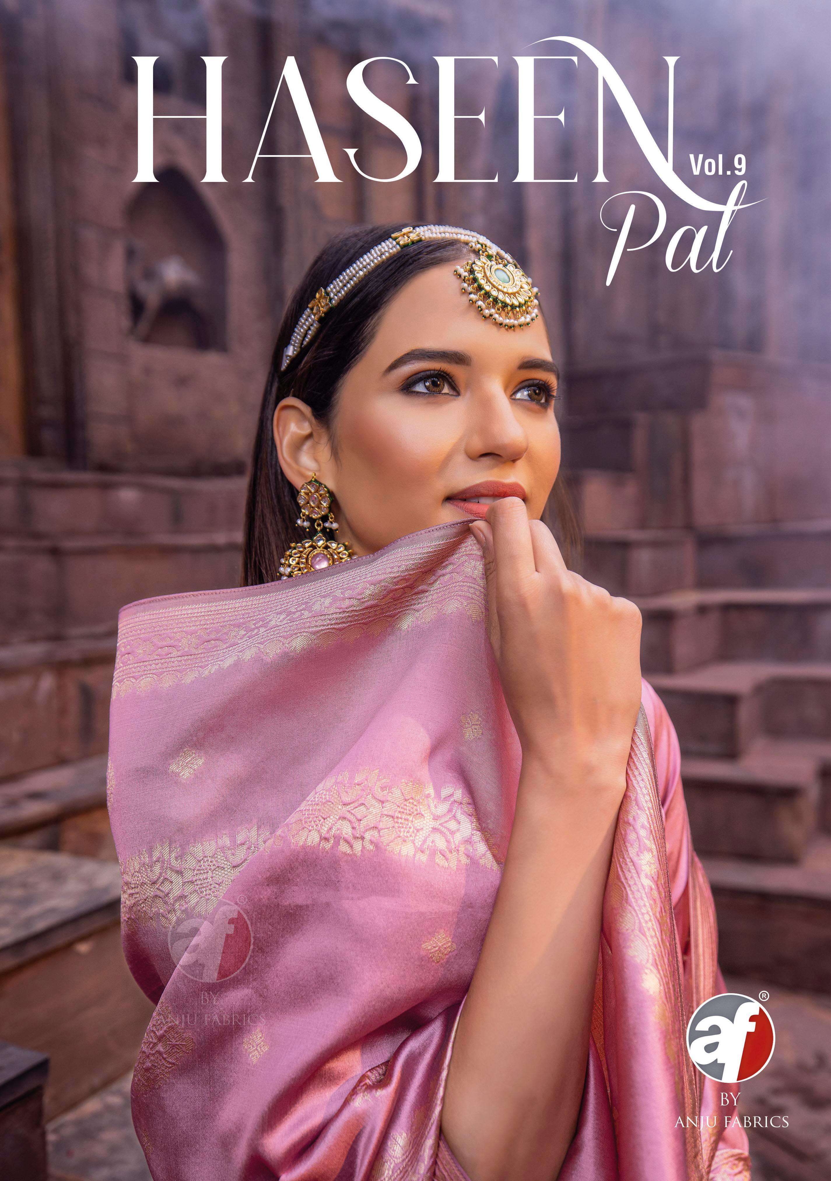 HASEEN PAL VOL 9 BANARASI SILK JACQUARD HANDWORK KURTI WITH VISCOSE NYLON PANT AND DUPATTA BY AF BRA...