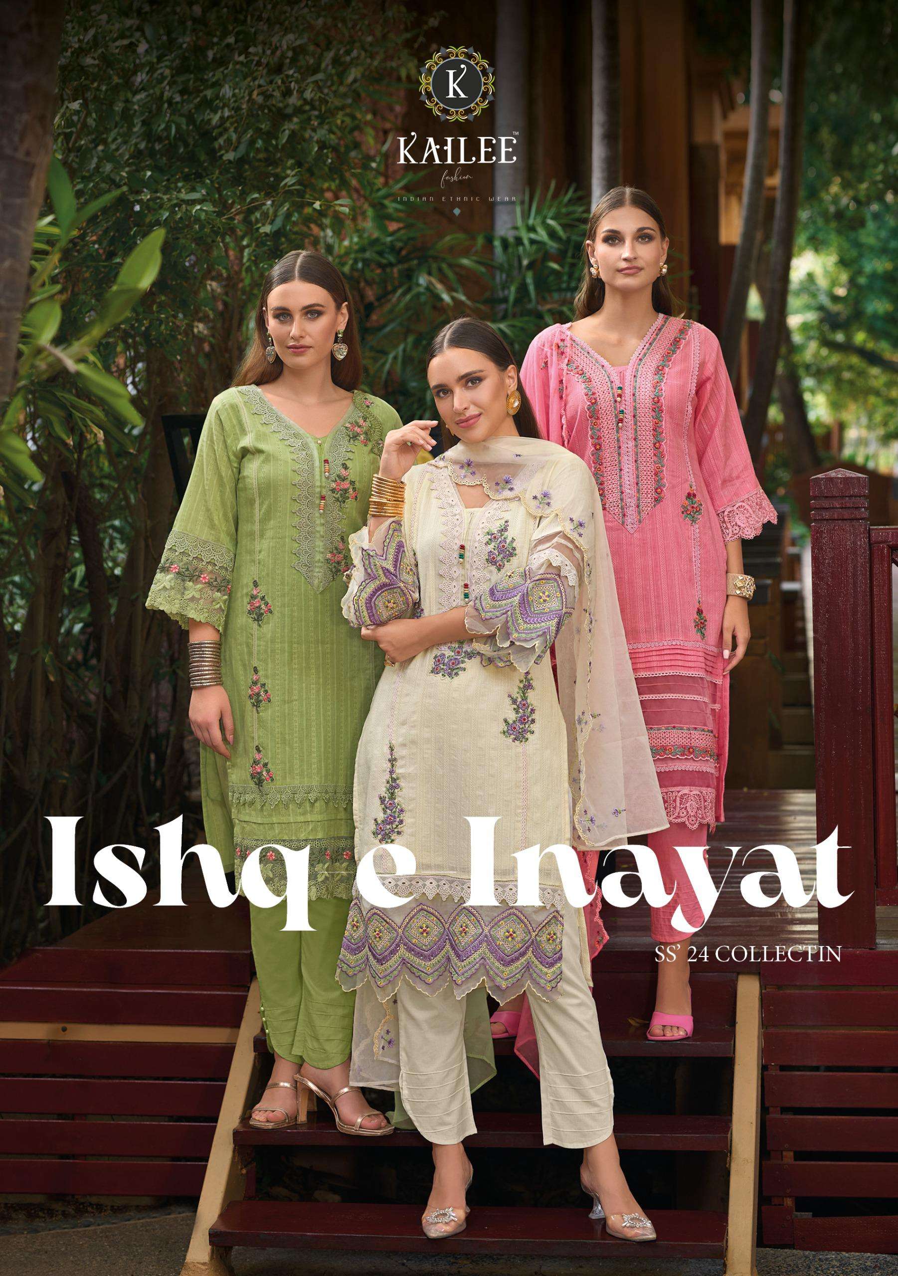 ISHQ E INAYAT PURE COTTON THEARD AND HAND WORK KURTI WITH PANT AND ORGENJA DUPATTA BY KAILEE BRAND W...