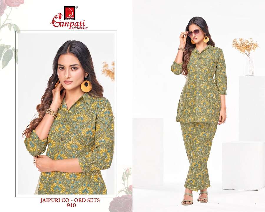 JAIPURI VOL 9 JAIPURI COTTON PRINTED CO ORD SET BY GANPATI BRAND WHOLESALER AND DEALER