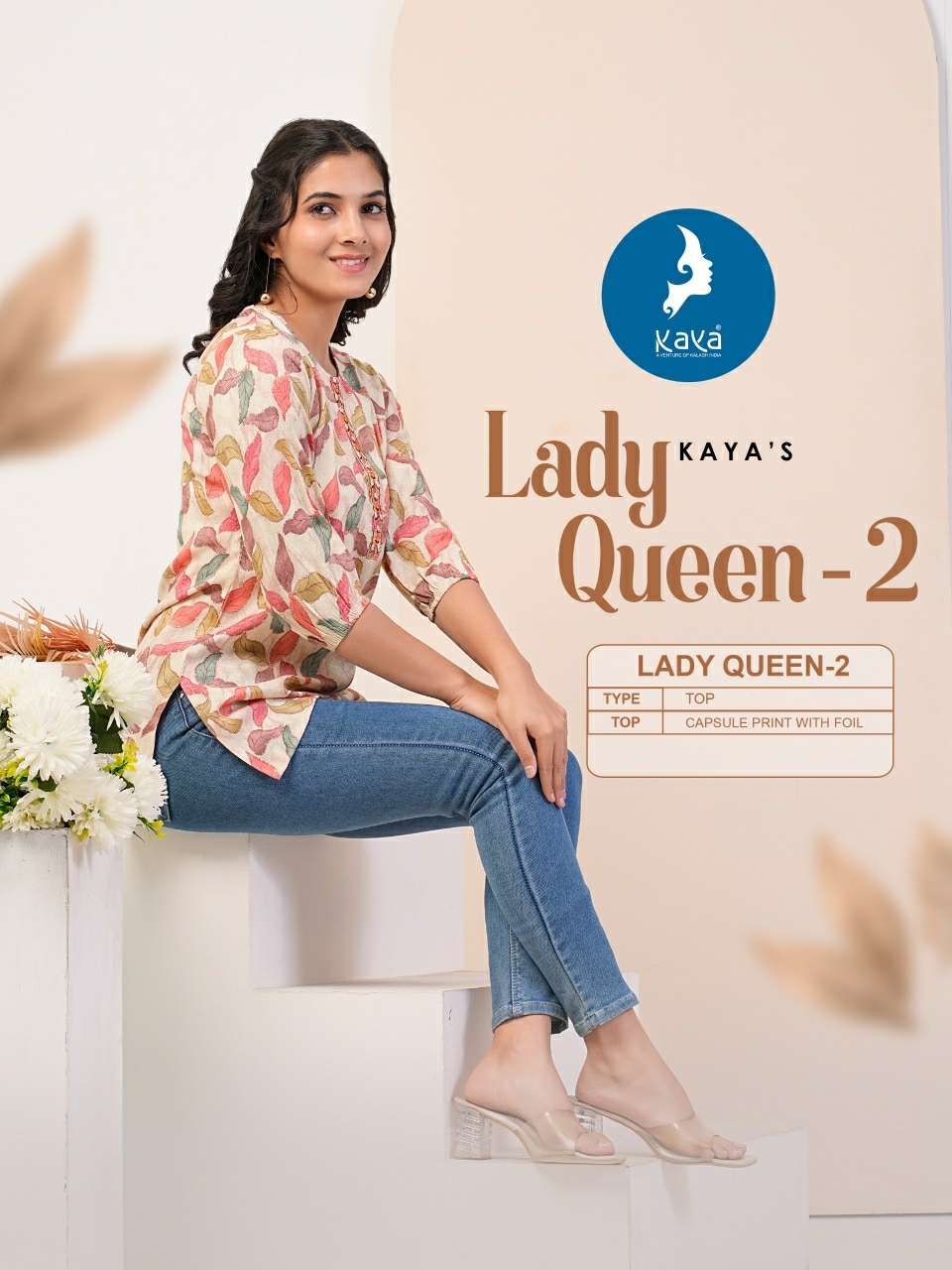 LADY QUEEN VOL 2 CAPSULE FOIL PRINT TOPS BY KAYA KURTI BRAND WHOLESALER AND DEALER