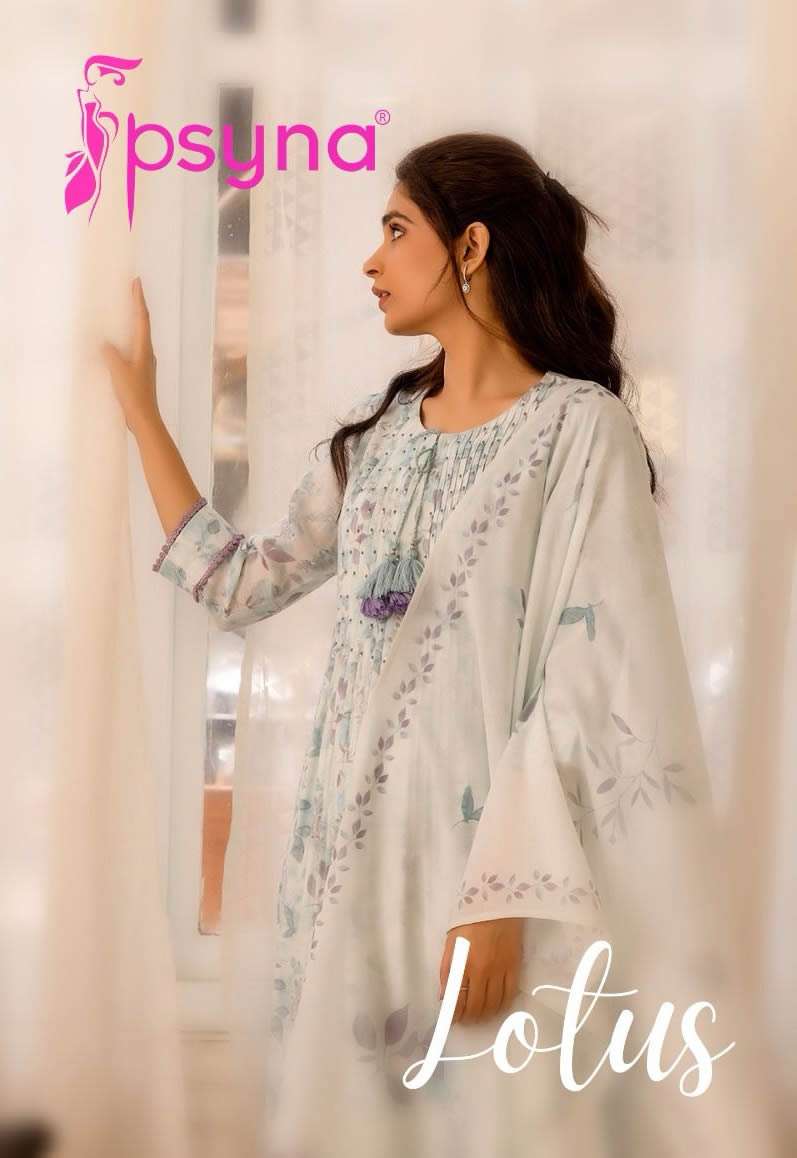 LOTUS POLY LINEN PRINTED KURTI WITH CAMRIC PANT AND PRINTED MAL COTTON DUPATTA BY PSYNA BRAND WHOLES...