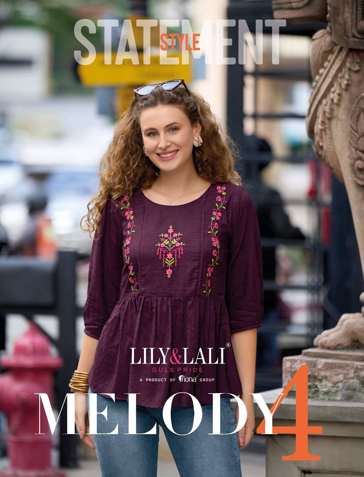 MELODY VOL 4 FANCY VISCOSE RAYON PATTERN FABRICS EMBROIDERY WORK FANCY TOP BY LILY AND LALI BRAND WH...