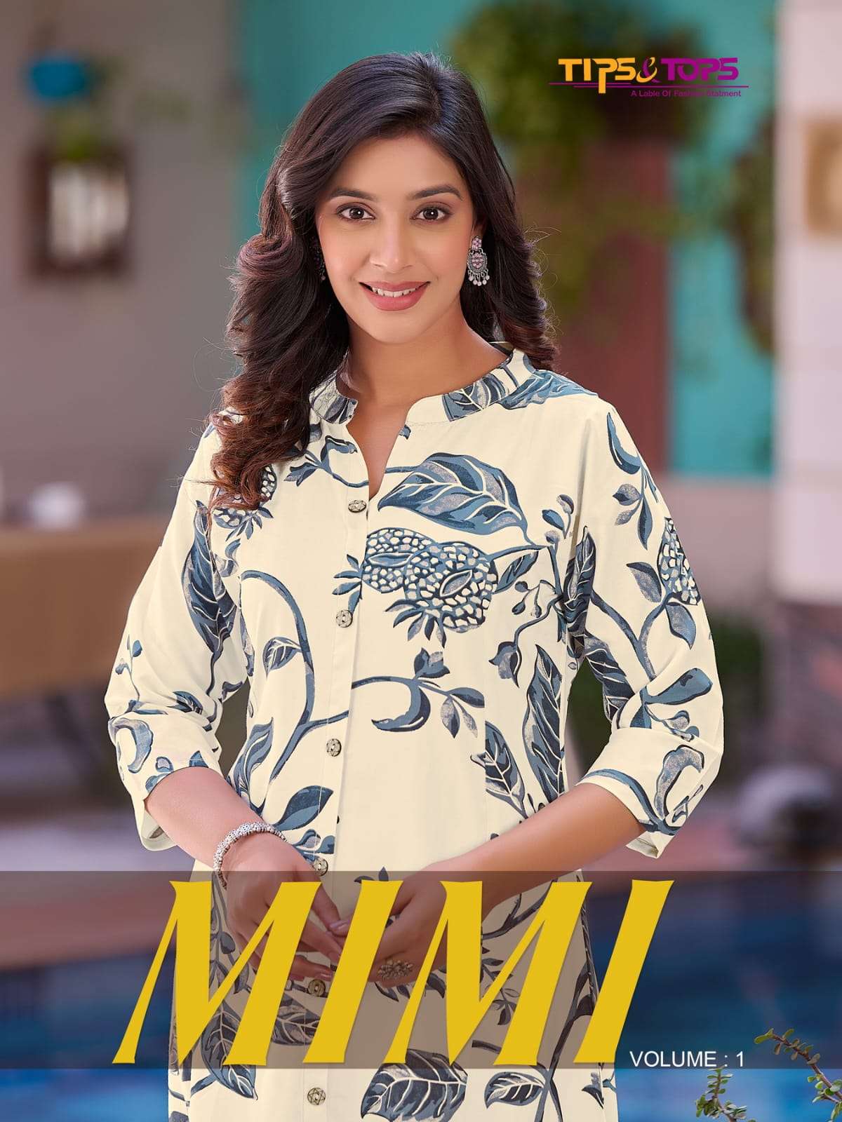 MIMI HEAVY REYON PRINT A LINE KURTI WITH POCKET BY TIPS AND TOPS BRAND WHOLESALER AND DEALER