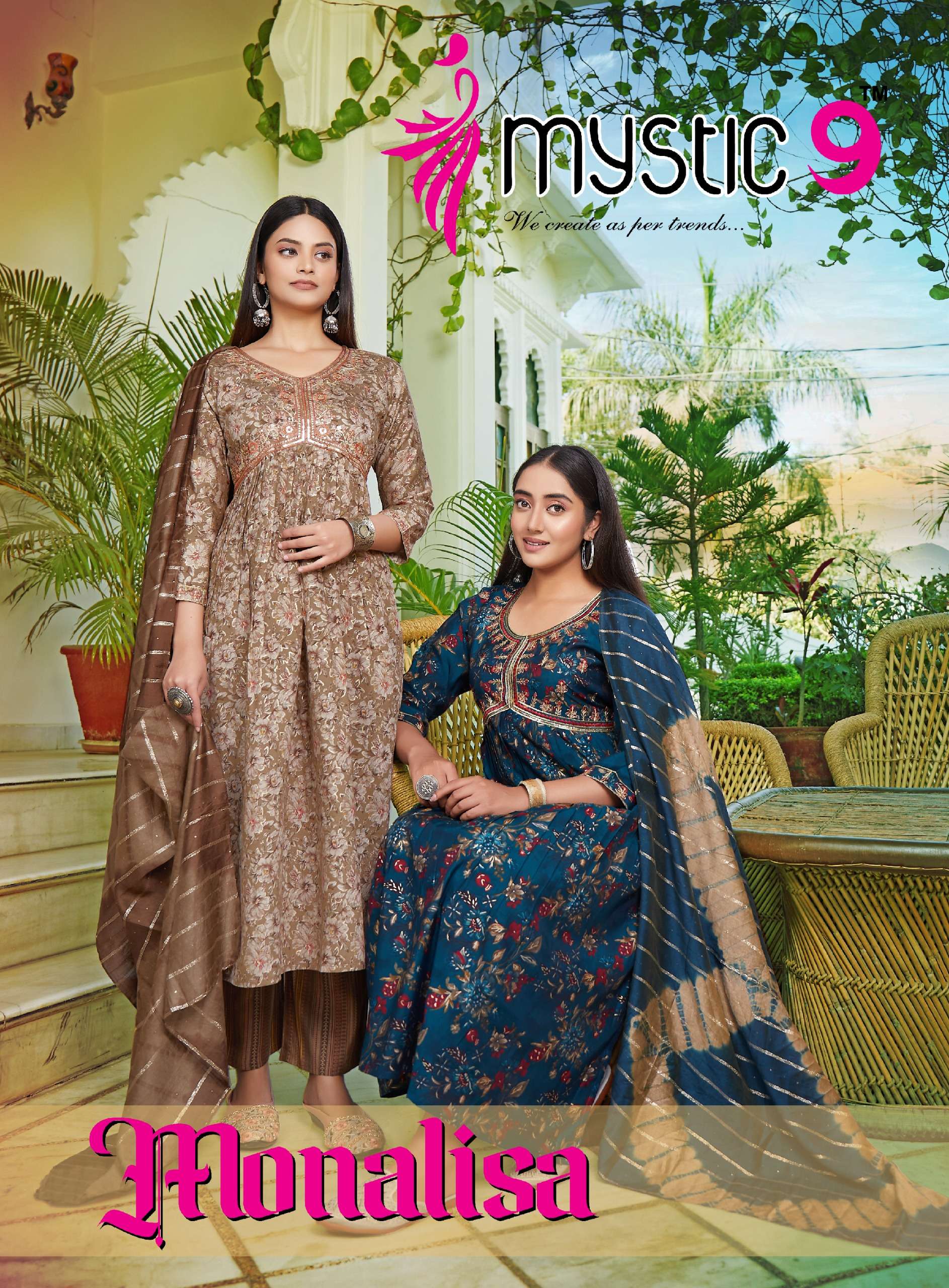 MONALISHA VOL 2 ROMAN SILK FOIL PRINT EMBROIDERY WORK KURTI WITH PANT AND CHANDERI COTTON DUPATTA BY...