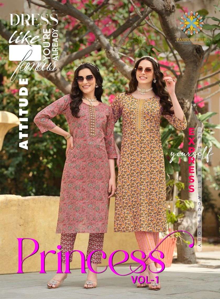 PRINCESS PURE COTTON PRINTED KURTI WITH PANT BY PASSION TREE BRAND WHOLESALER AND DEALER