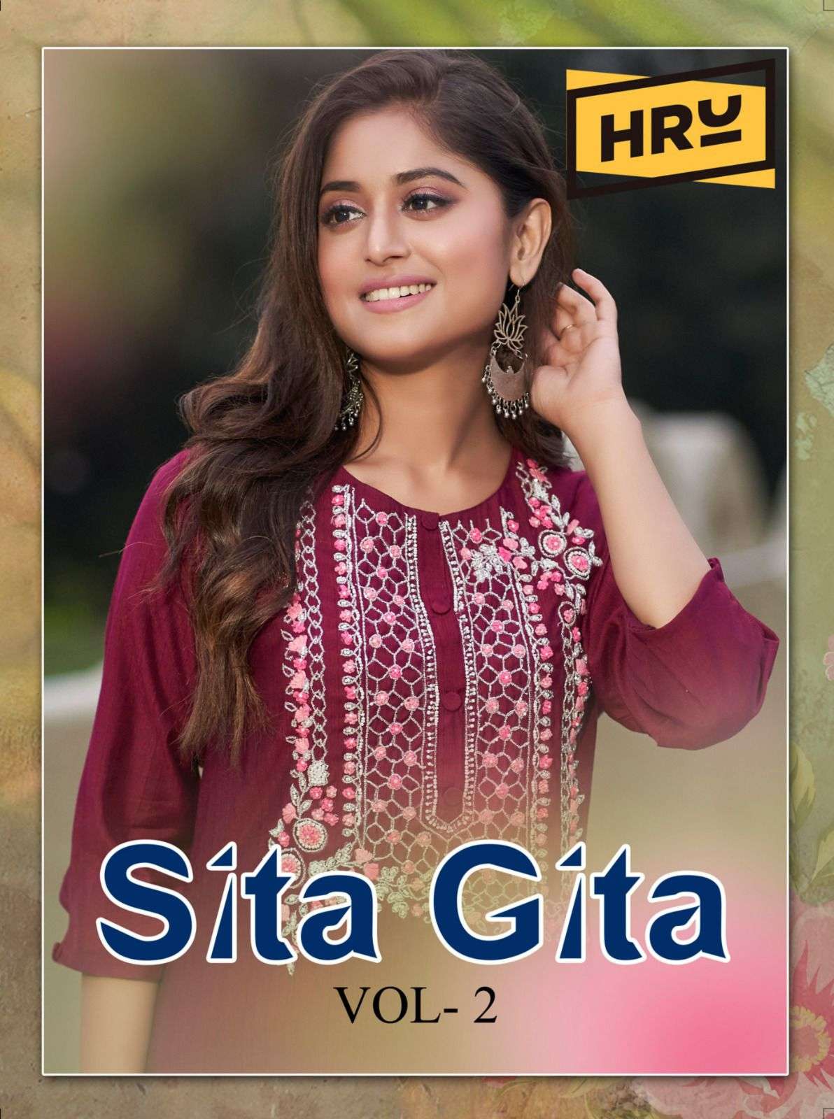 SITA GITA VOL 2 NYLON BY VISCOS HANDWORK KURTI BY HRU BRAND WHOLESALER AND DEALER