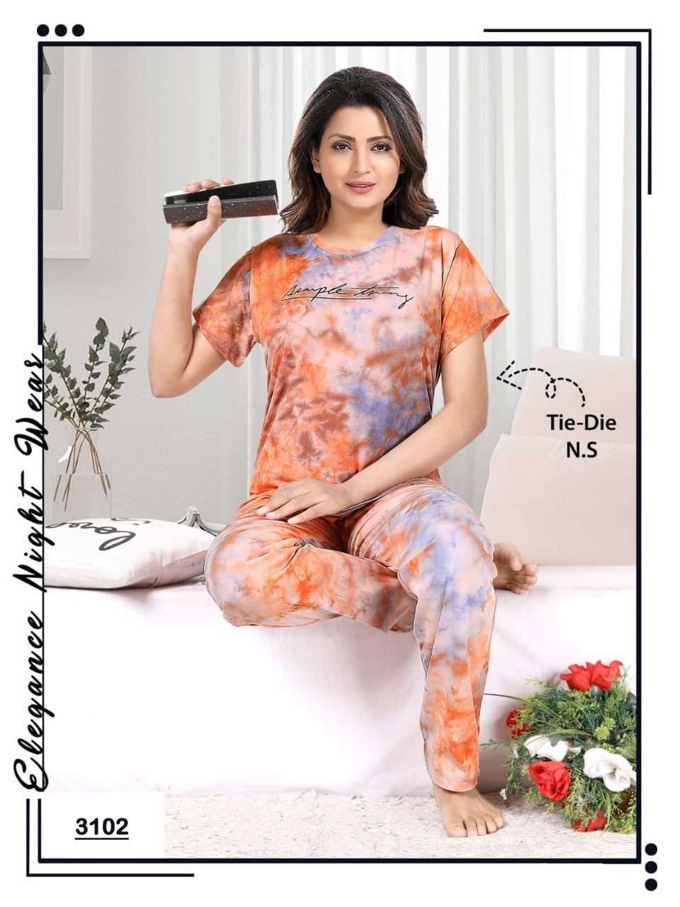 SLEEP WELL VOL 26 PREMIUM HOSIERY TIE AND DIE PRINTED NIGHT SUIT BY S3FOREVER BRAND WHOLESALER AND D...