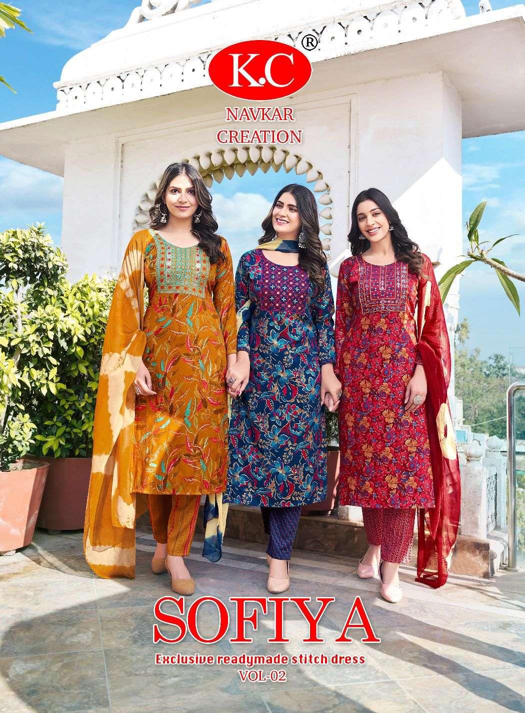 SOFIYA VOL 2 HEAVY CAPSUL FOIL PRINT EMBROIDERY SEQUENCE WORK KURTI WITH PANT AND NAZMEEN DUPATTA BY...