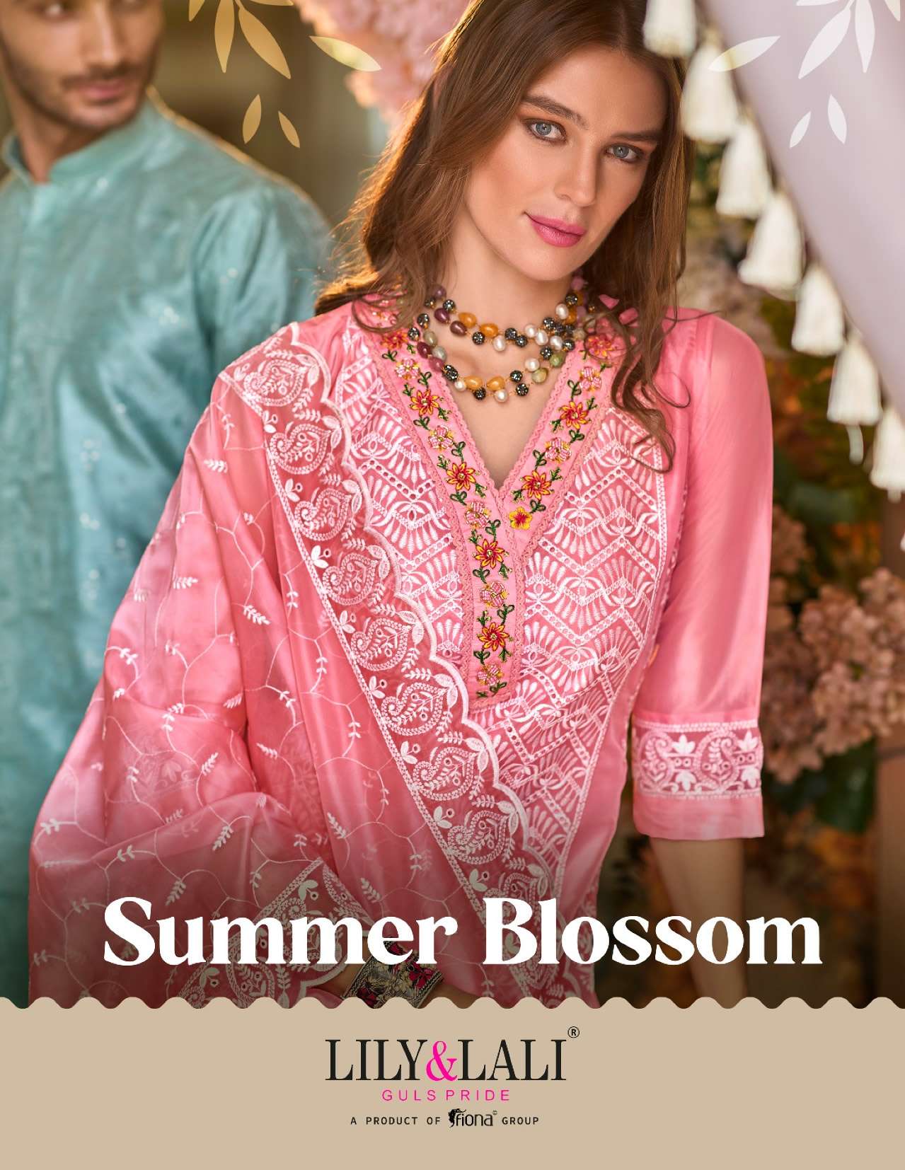 SUMMER BLOSSOM ORGANZA SCHIFFLI HANDWORK KURTI WITH VISCOUSE PANT AND DUPATTA BY S3FOREVER BRAND WHO...