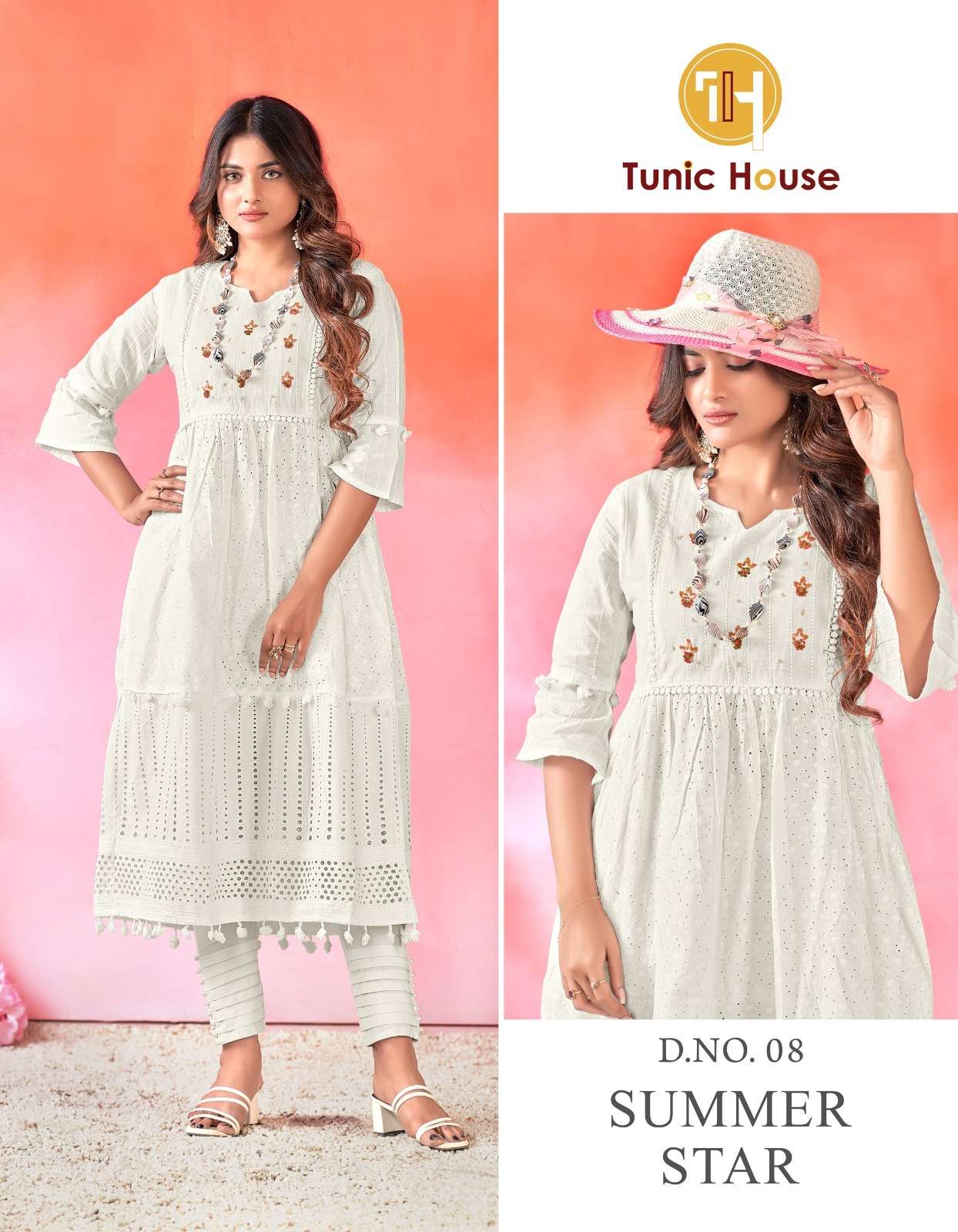 SUMMER STAR COTTON SHIFFLI BORAL AND FANCY HAND WORK FANCY TUNIC BY TUNIC HOUSE BRAND WHOLESALER AND...