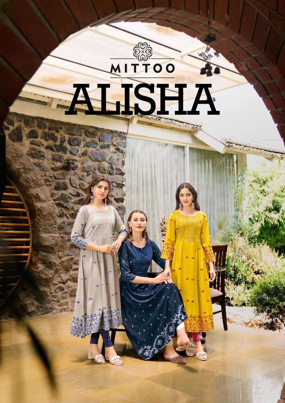 ALISHA RAYON PRINT THREAD AND HANDWORK FROCK STYLE LONG KURTI BY MITTOO BRAND WHOLESALER AND DEALER