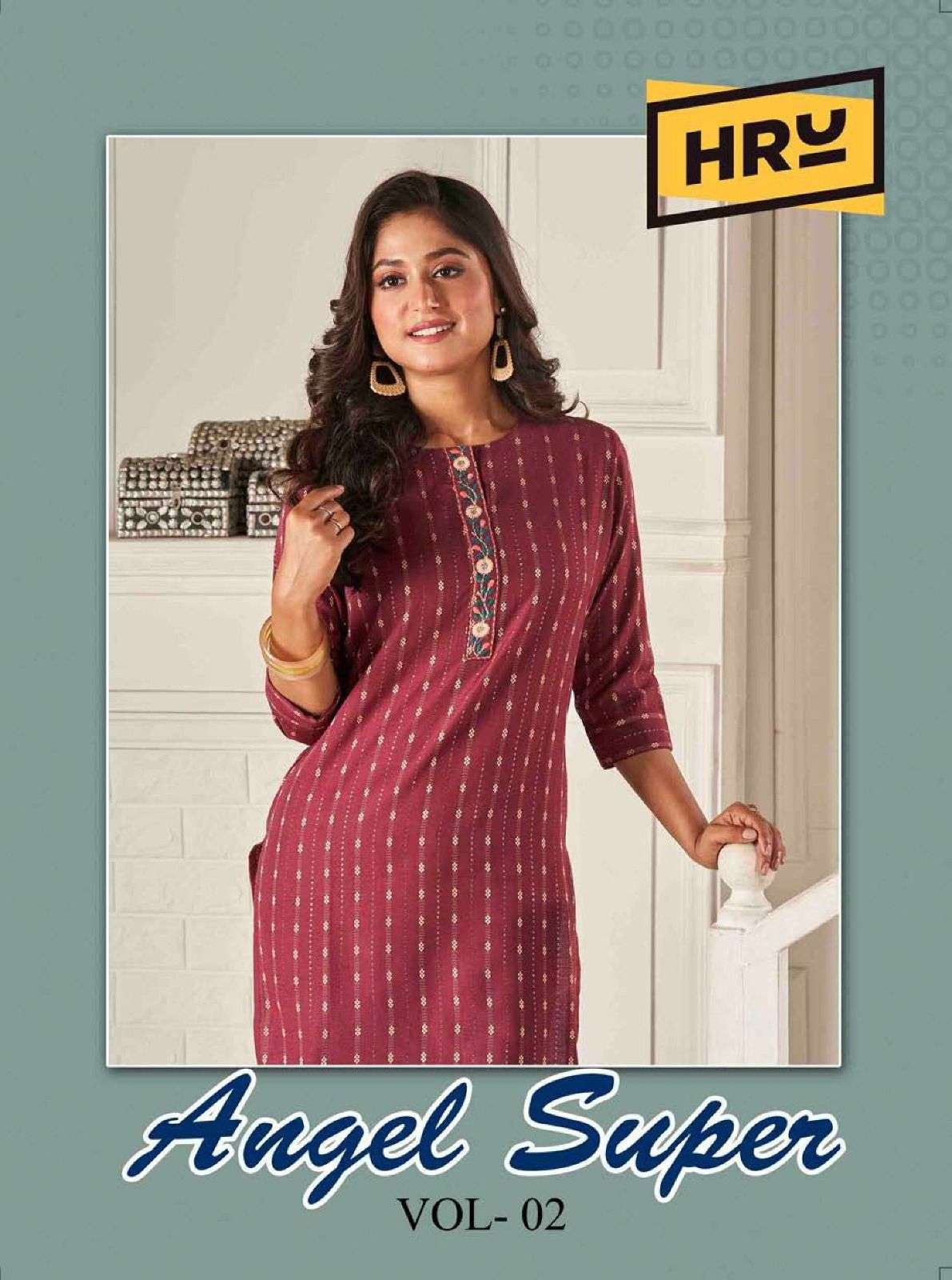 ANGEL SUPER VOL 2 COTTON HANDLOOM COMPUTER EMBROIDERY WORK KURTI BY HRU INDIA BRAND WHOLESALER AND D...