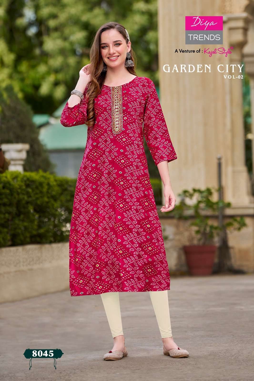 GARDENCITY VOL 2 RAYON FOIL PRINTED EMBROIDERY WORK KURTI BY DIYA TRENDS BRAND WHOLESALER AND DEALER