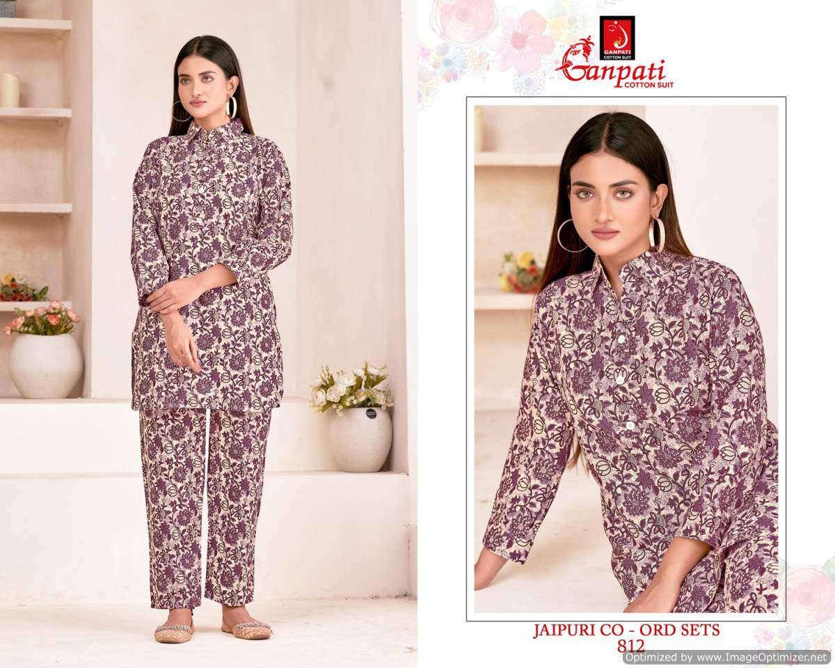 JAIPURI VOL 8 HEAVY PURE COTTON PRINTED CO ORD SET BY GANPATI BRAND WHOLESALER AND DEALER