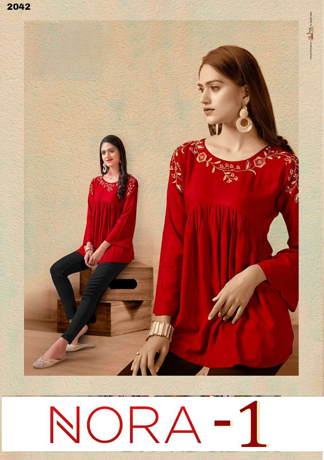 NORA VOL 1 14KG HEAVY RIYON SHORT TOP WITH DESIGNER STYLE BY S3FOREVER BRAND WHOLESALER AND DEALER
