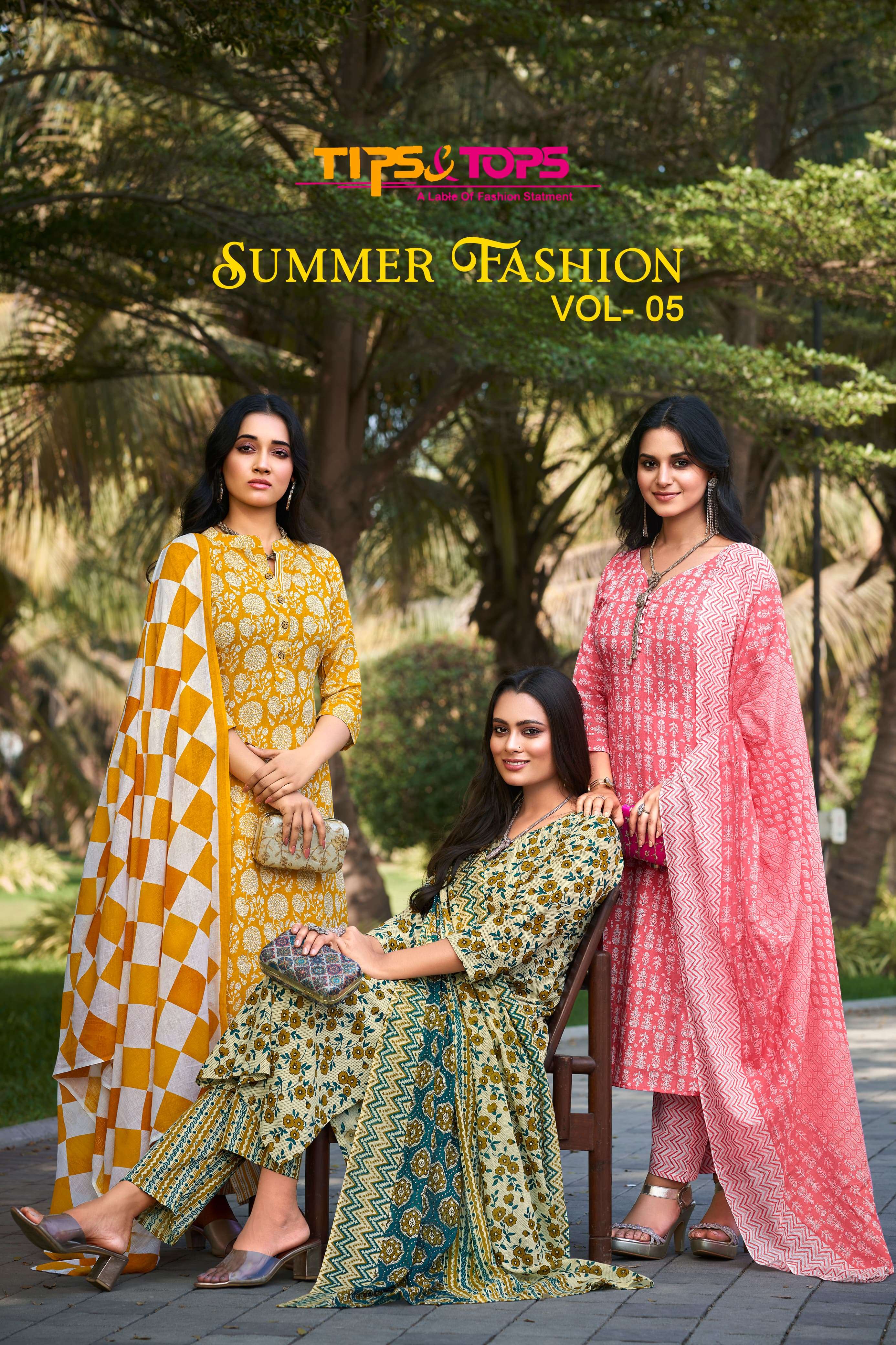 SUMMER FASHION VOL 5 COTTON PRINT KURTI WITH PANT AND MAL COTTON DUPATTA BY TIPS AND TOPS BRAND WHOL...