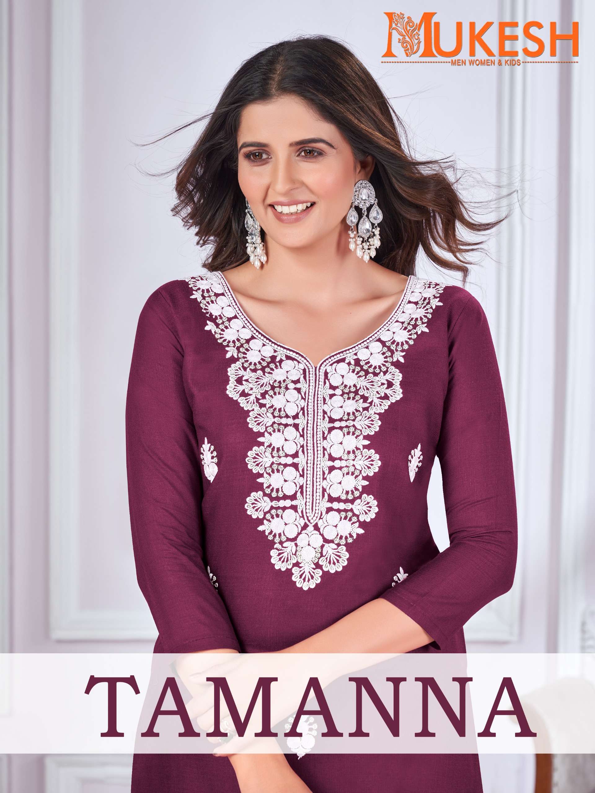 TAMANNA MAGIC COTTON SLUB WHITE COTTON EMBROIDERY WITH SEQUENCE WORK KURTI BY MUKESH BRAND WHOLESALE...