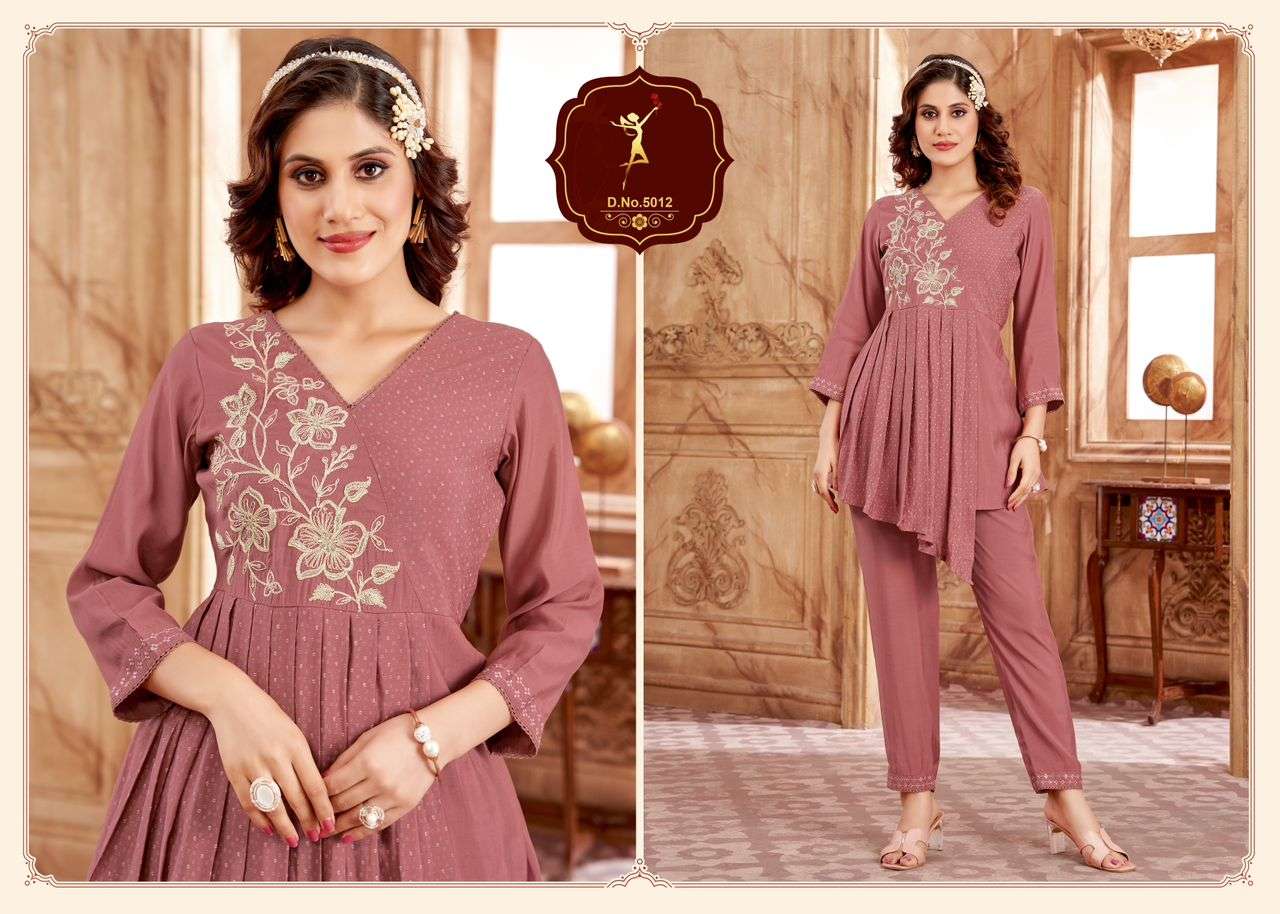 CO ORD SET VOL 2 PURE ROMAN SILK EMBROIDERY AND KHATLI HANDWORK CO ORD SET BY FOUR ROSES BRAND WHOLE...