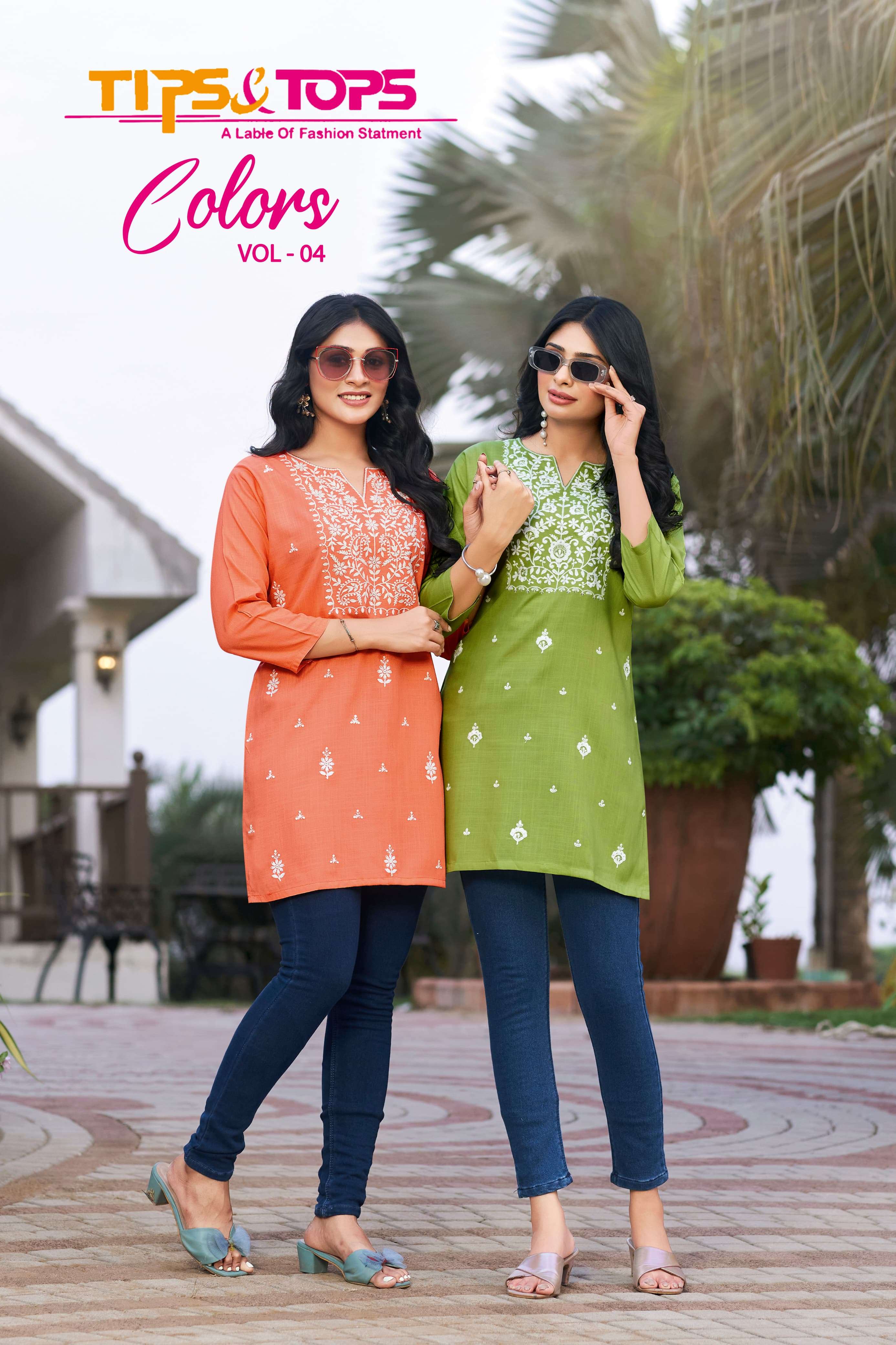COLORS VOL 4 HEAVY REYON SLUB 16KG EMBROIDERY WORK SHORT TOP BY TIPS AND TOPS BRAND WHOLESALER AND D...