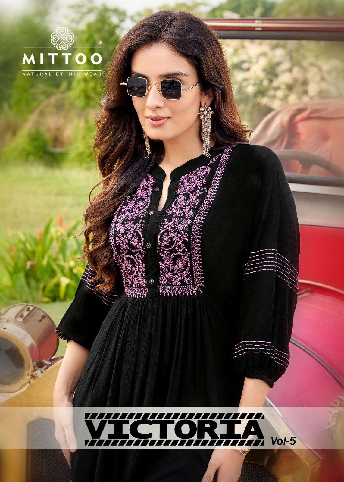 VICTORIA VOL 5 WRINCLE RAYON EMBROIDERY AND HANDWORK SHORT TOP BY MITTOO BRAND WHOLESALER AND DEALER