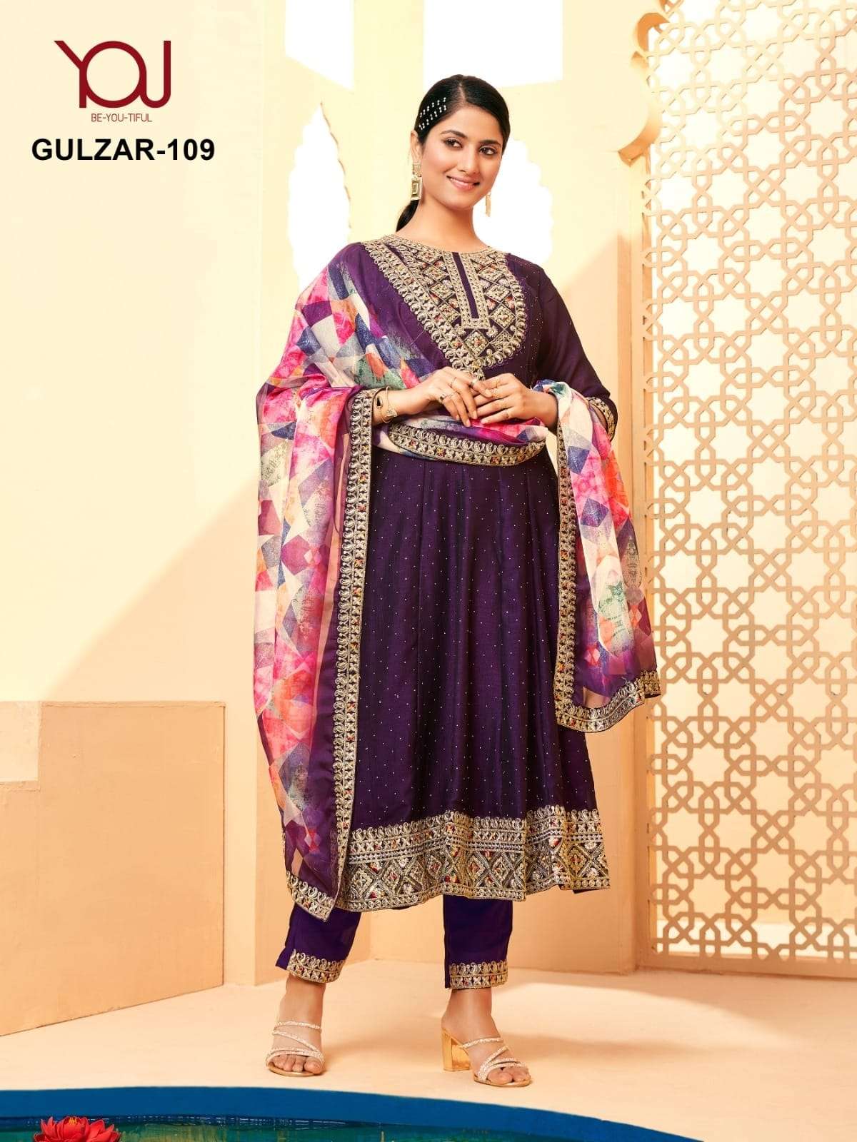 GULZAR HEAVY VICHITRA SILK FANCY WORK KURTI WITH PANT AND DUPATTA BY WANNA BRAND WHOLESALER AND DEAL...