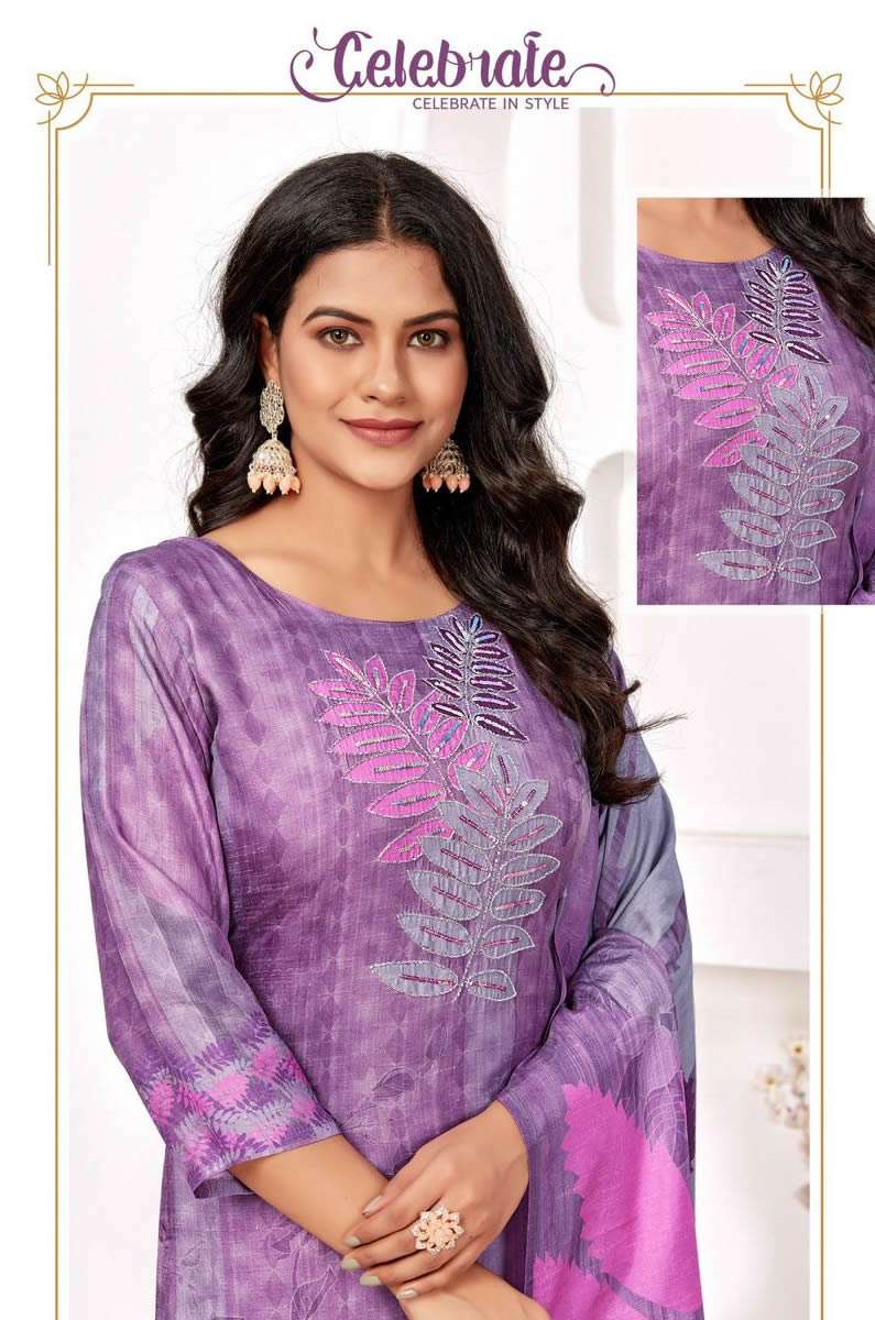 PICK N CHOOSE PURE DOLLA VISCOSE DIGITAL PRINT KHATLI WORK KURTI WITH PANT AND DUPATTA BY COLORX BRA...