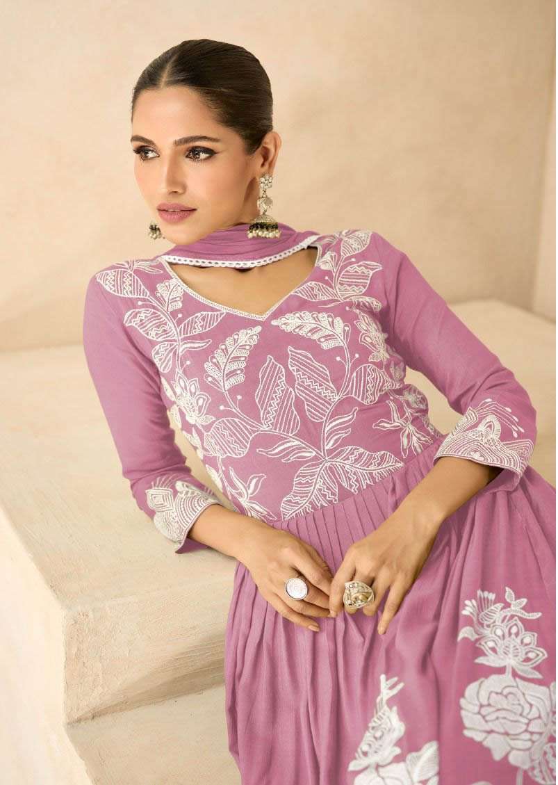 LAKHNAWI VOL 6 SUPER HIT VOL 2 HEAVY REYON LAKHNAWI WORK KURTI WITH PLAZZO AND NAZMIN DUPATTA BY VAM...