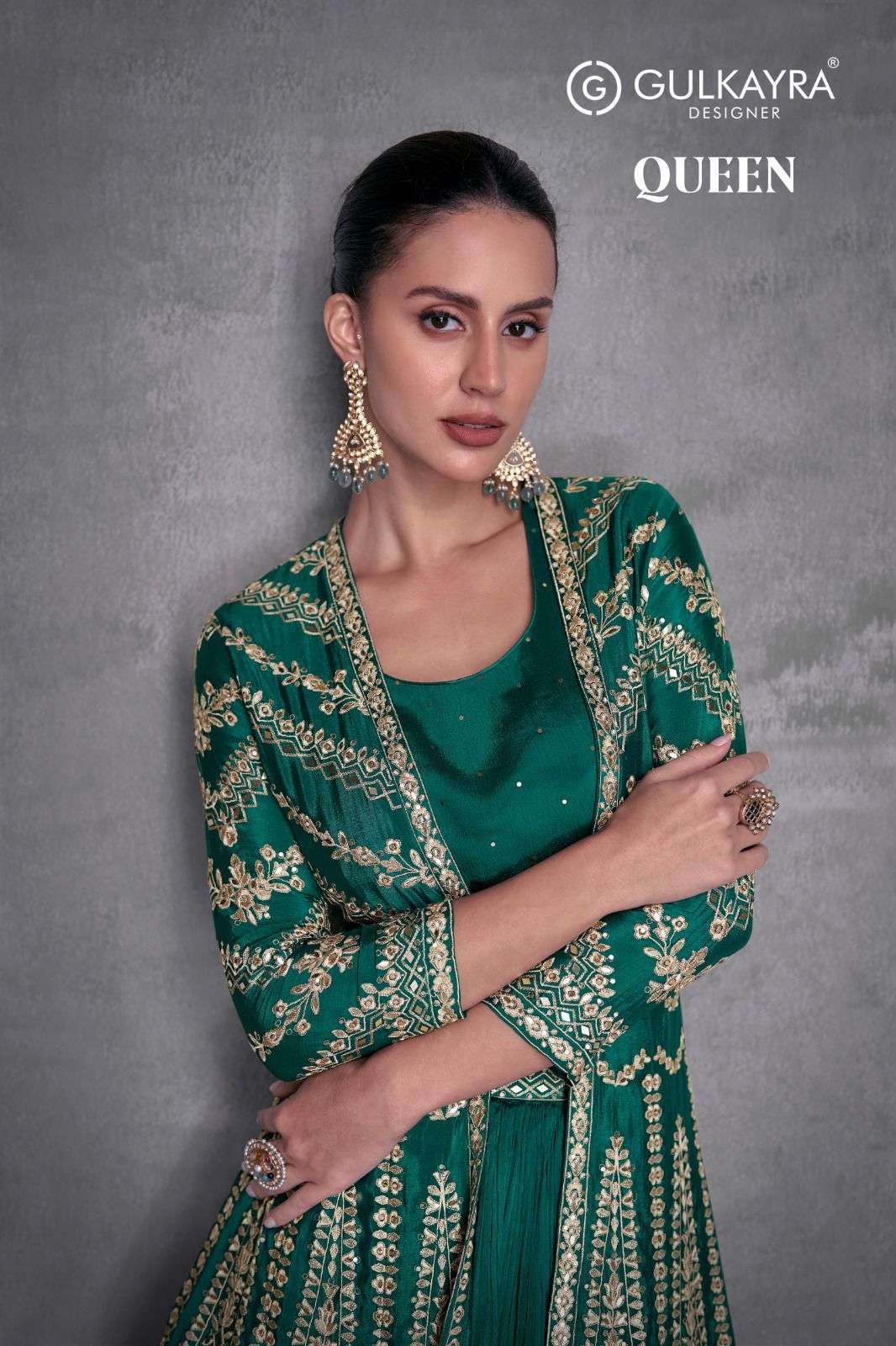 QUEEN REAL CHINON GEORGETTE DIGITAL PRINT EMBROIDERY AND MIRROR WORK FANCY KURTI WITH BOTTOM AND DUP...