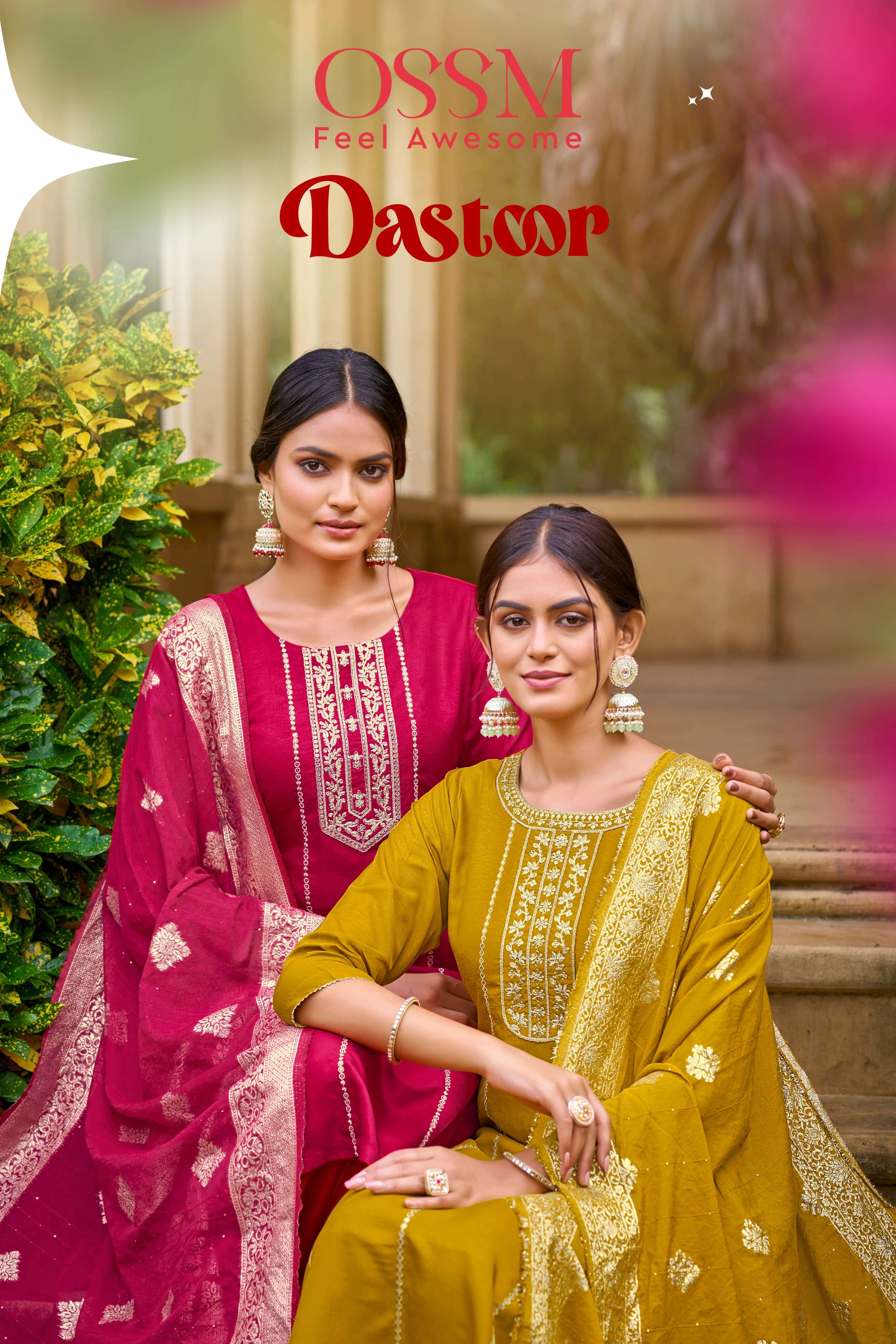 DASTOOR VISCOS RUSSIAN DOLA SILK EMBROIDERY WORK KURTI WITH PANT AND CHANDERI DUPATTA BY OSSM BRAND ...