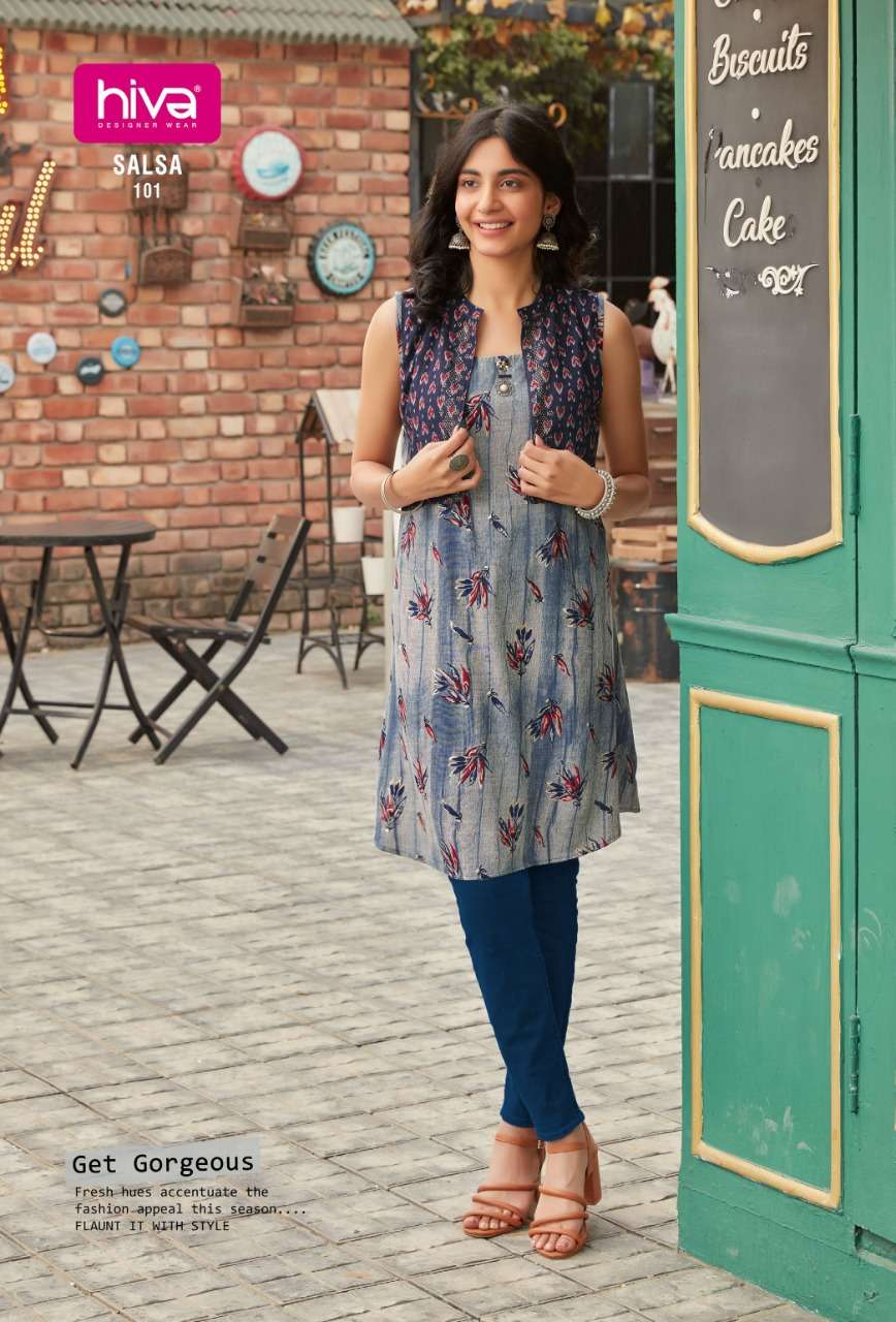 ANDAZ BY HIVA 101 TO 105 SERIES RAYON FULL STICHED KURTIS WHOLESALE 5 PCS