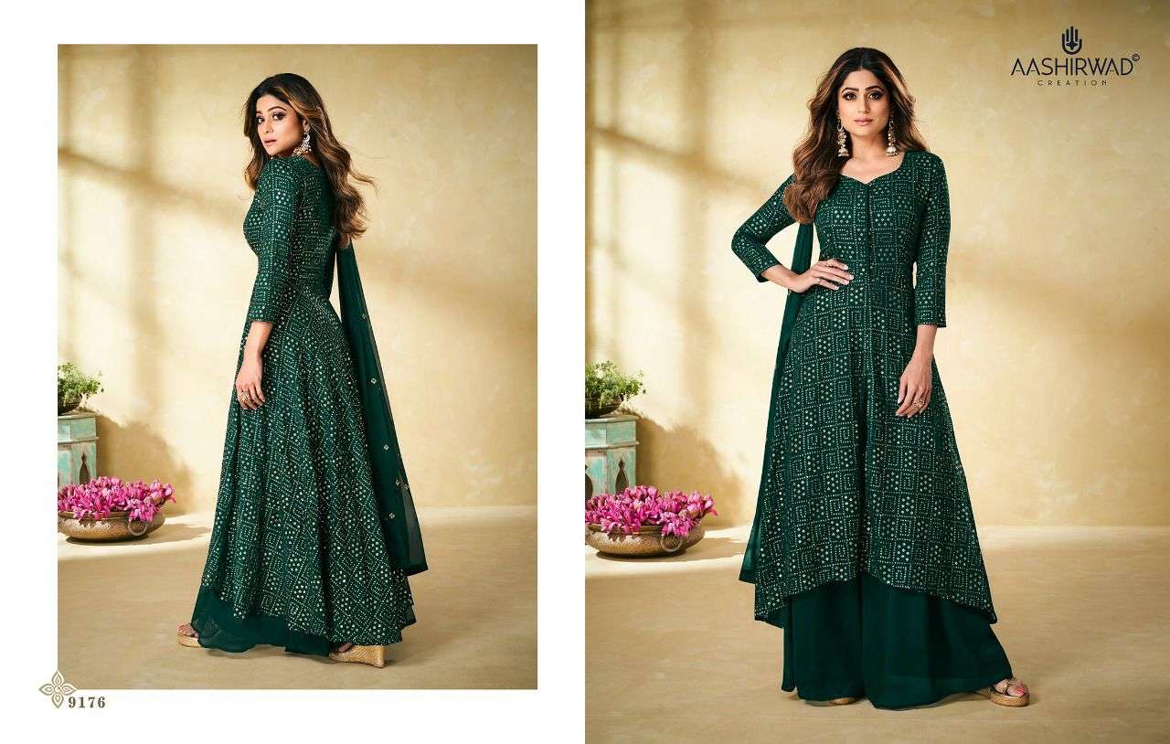 Mehar - 3 Nyra Cut Faux Georgette Kurti Plazzo With Dupatta On Wholesale