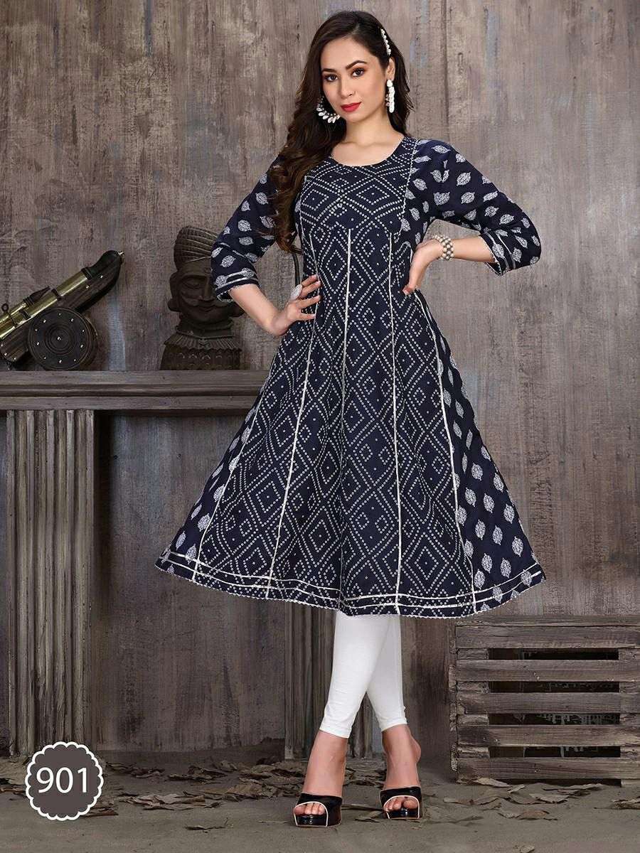 Cotton Party Wear Frock Style Long Ladies Kurtis at Rs 900 in Mumbai