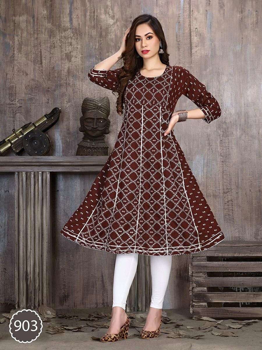 S3forever Yara Rayon Print Lace Work Frock Style Kurti 903 2 2022 05 11 15 40 01