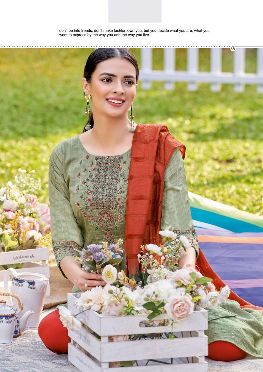 Koodee-Riya-3-Viscose-Dobby-Stripe-Embroidery-Khatli-Work-Kurti-Cotton-Slub-Lycra-Embroidery-Work-Pant-Jacquard-Dobby-Sequence-Work-Dupatta-1005-C