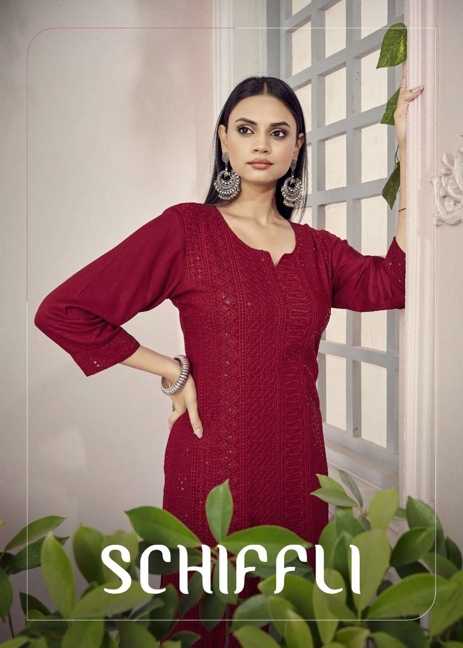Banwery-Schiffli-Heavy-14kg-Rayon-Schiffli-Work-Sequence-Kurti-14Kg-Rayon-Schiffli-Border-Work-Pant-Poster