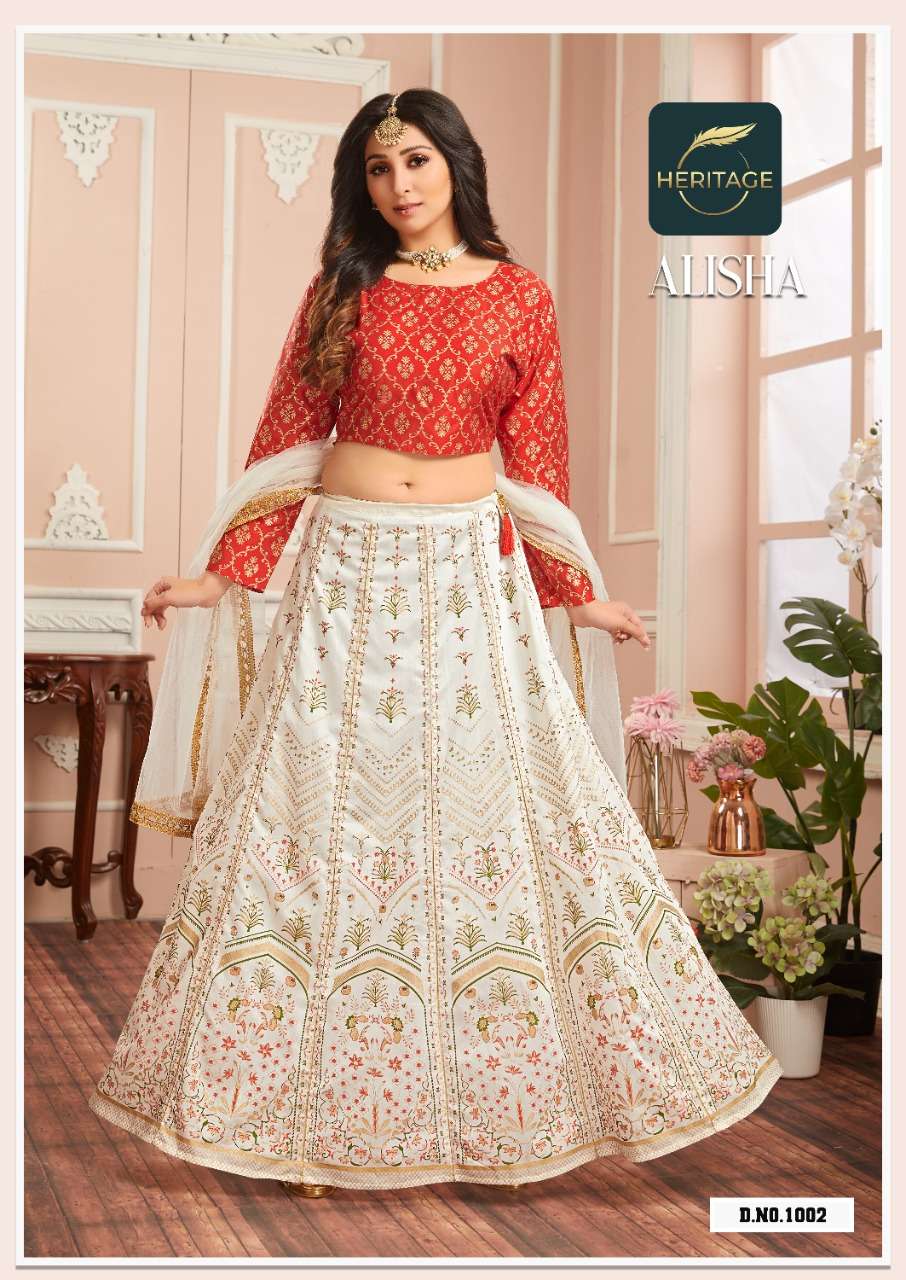 Heritage-Alisha-Printed-Silk-Crop-Top-Superb-Printed-Flared-Skirt-Chanderi-Dupatta-1002