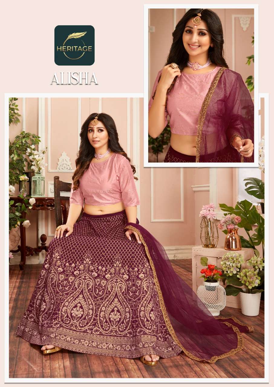Heritage-Alisha-Printed-Silk-Crop-Top-Superb-Printed-Flared-Skirt-Chanderi-Dupatta-1006-C