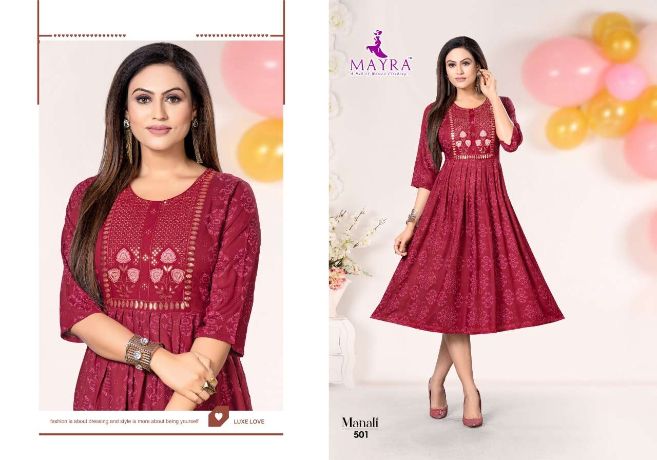 Mayra Manali 14 Kg Rayon Screen Print Sequence Work Umbrella Frock Style Kurti 501 0 2022 07 23 14 22 46