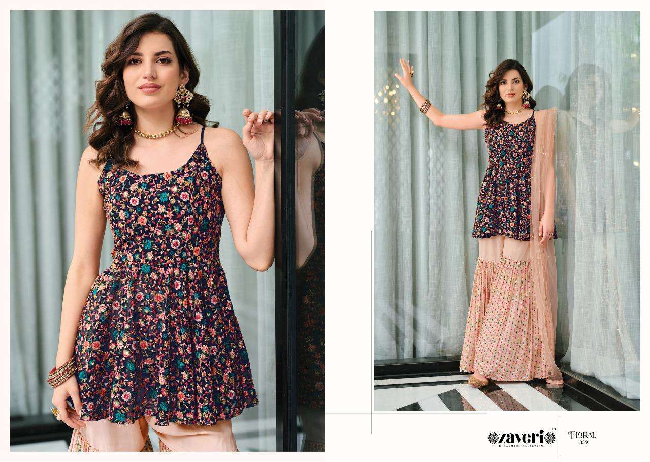 Zaveri-Floral-Georgette-Chinon-Embroidery-Work-Front-Back-Kurti-Palazzo-Heavy-Net-Dupatta-1059