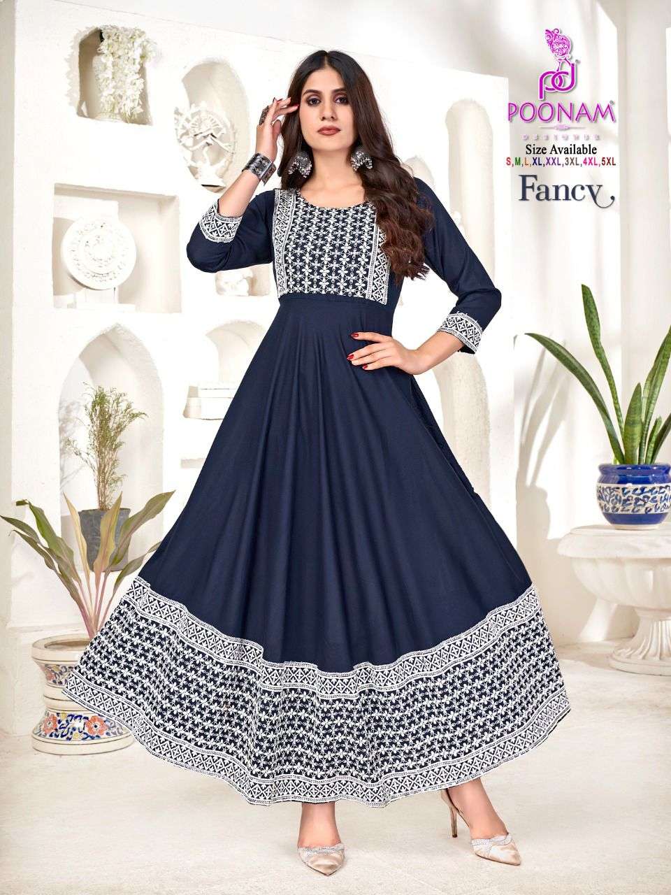 Poonam%20Designer Fancy Pure Rayon Chikan Sequence Work Gown Kurti 1002 1 2022 08 04 16 35 37